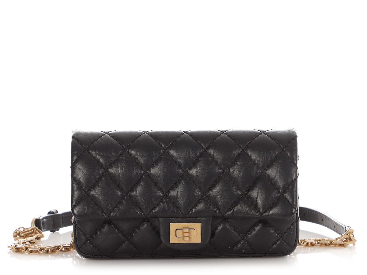 Chanel Aged Calfskin Reissue 2.55 Waist Bag Quilted Black Handbag