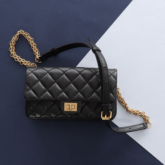 Chanel Aged Calfskin Reissue 2.55 Waist Bag Quilted Black Handbag