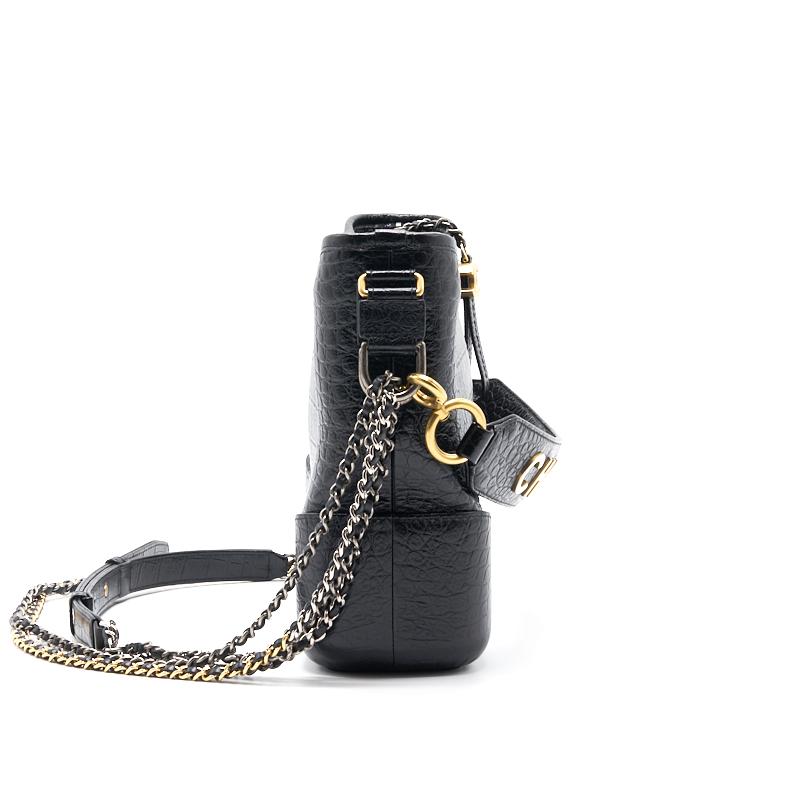 Chanel ’s Medium Gabrielle Hobo Bag Crocodile Embossed Calfskin Black