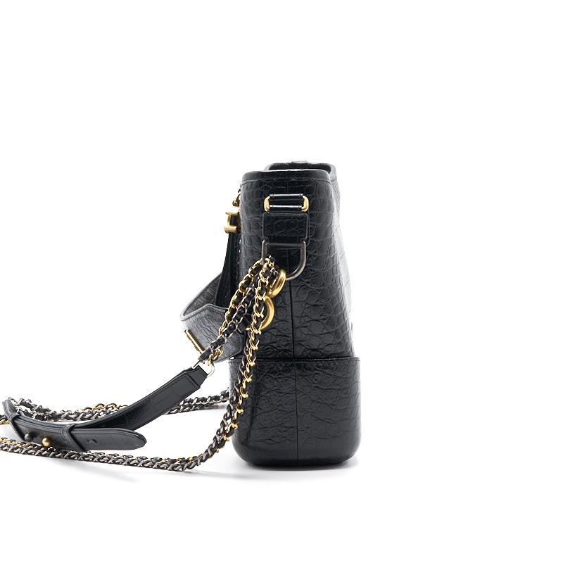 Chanel ’s Medium Gabrielle Hobo Bag Crocodile Embossed Calfskin Black