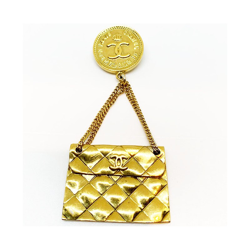 Chanel CC QUILTED MOTIF BROOCH PIN CORSAGE Handbag