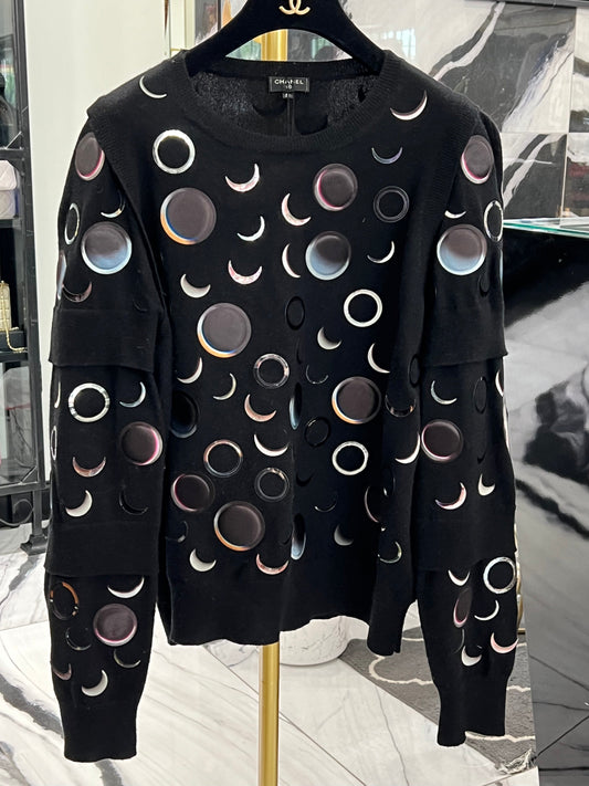 Chanel CASHMERE ABSTRACT SPACE MOON RUNWAY SWEATER Handbag Denim Mini Jewelry
