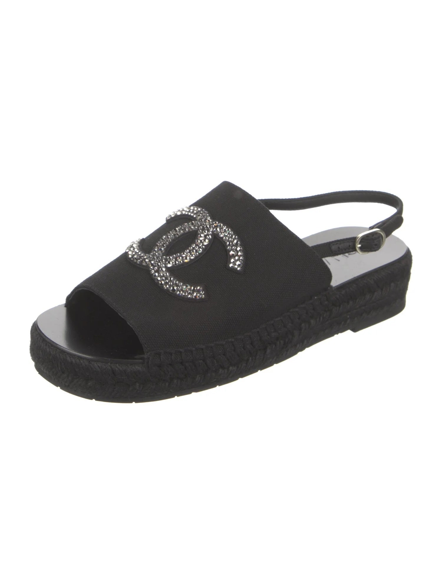 CHANEL INTERLOCKING CC LOGO SLINGBACK SANDALS