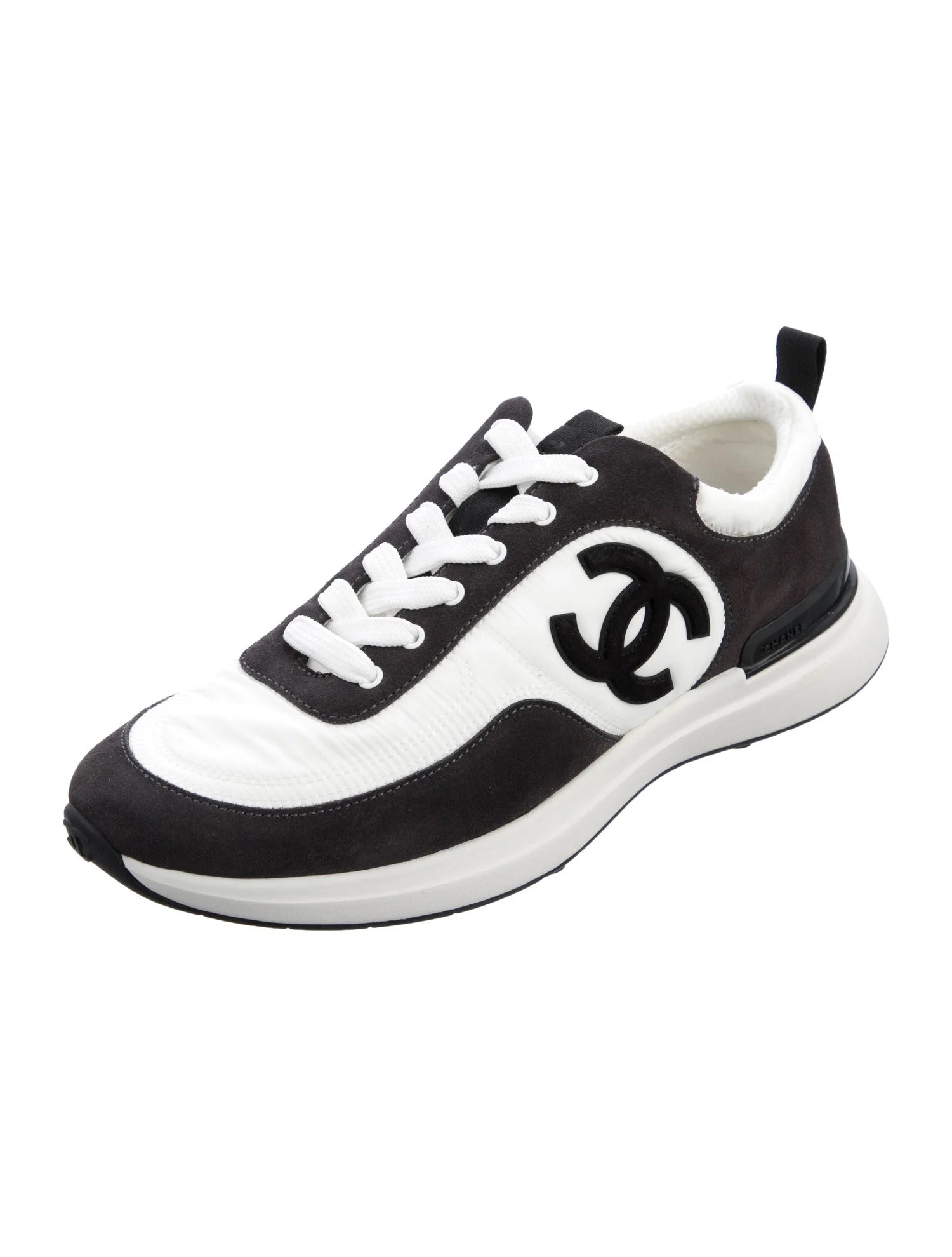 CHANEL CC CALFSKIN SUEDE & NYLON SNEAKERS