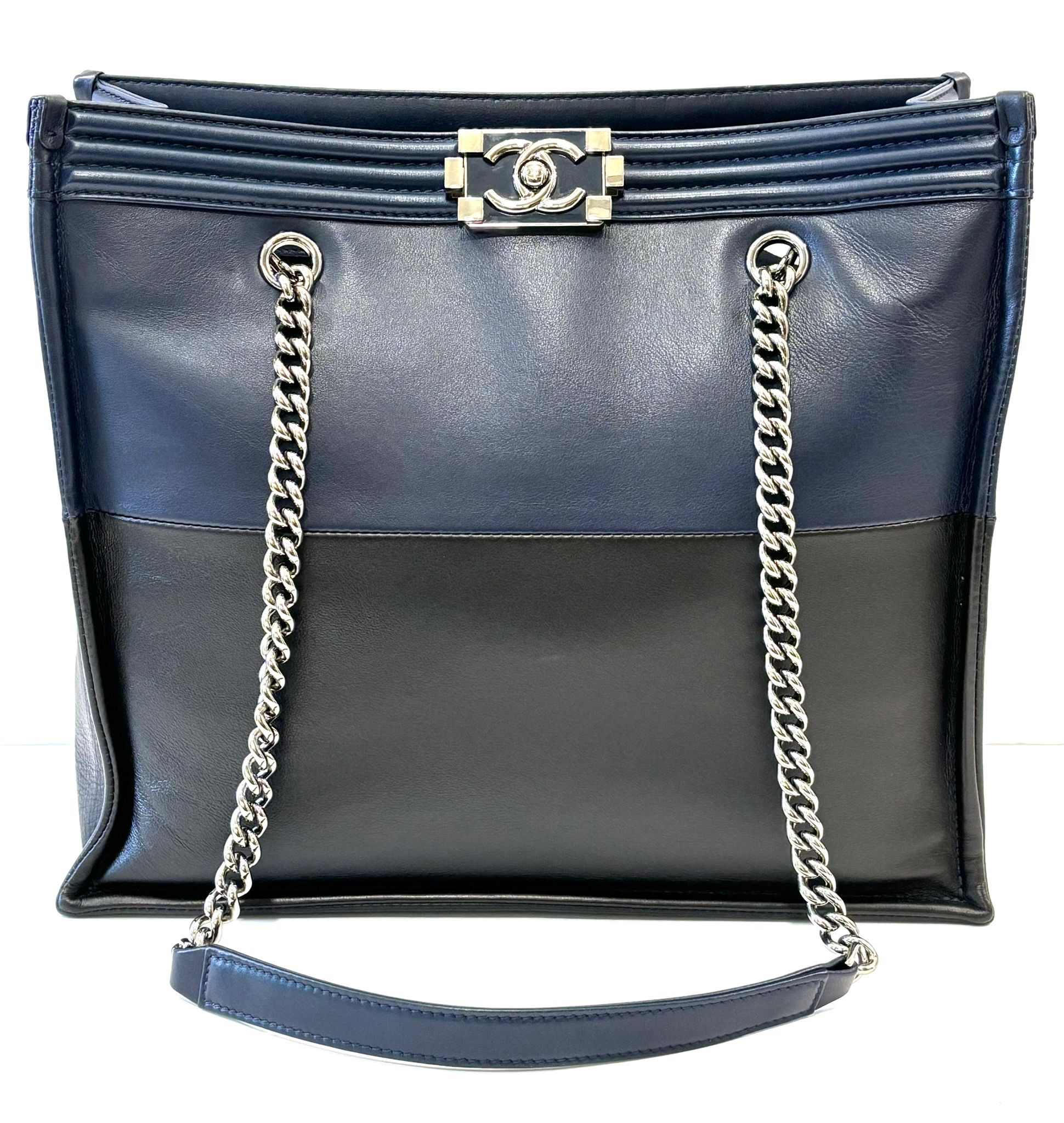 CHANEL 21 LAMBSKIN LEATHER BOY TOTE CHAIN BAG