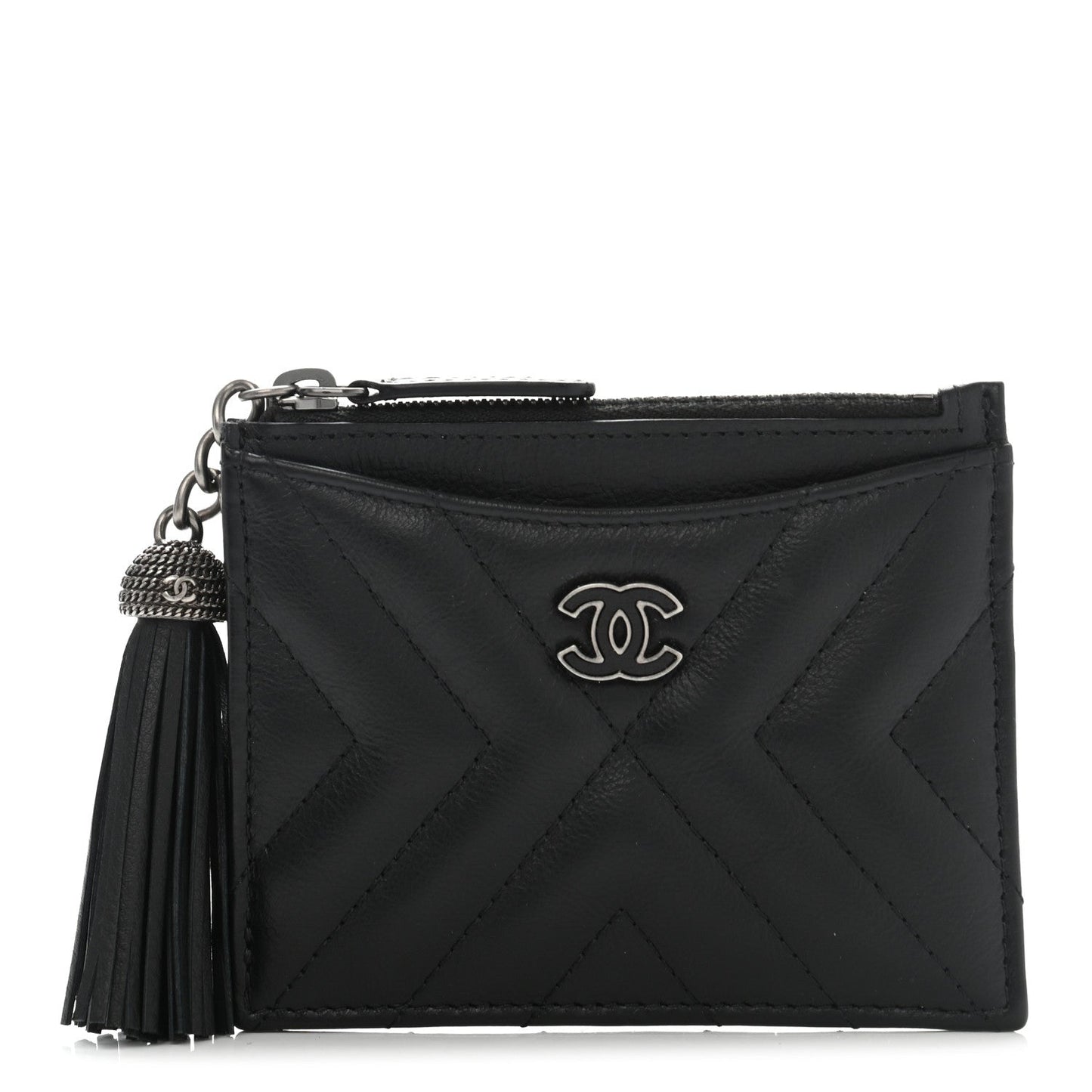 Chanel CHEVRON TASSEL ZIP Leather Mini Bag