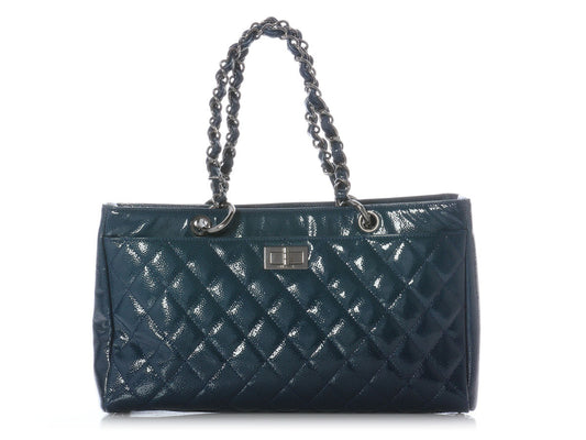 Chanel Diamond Shine Reissue Shopper Handbag Blue Tote Bag