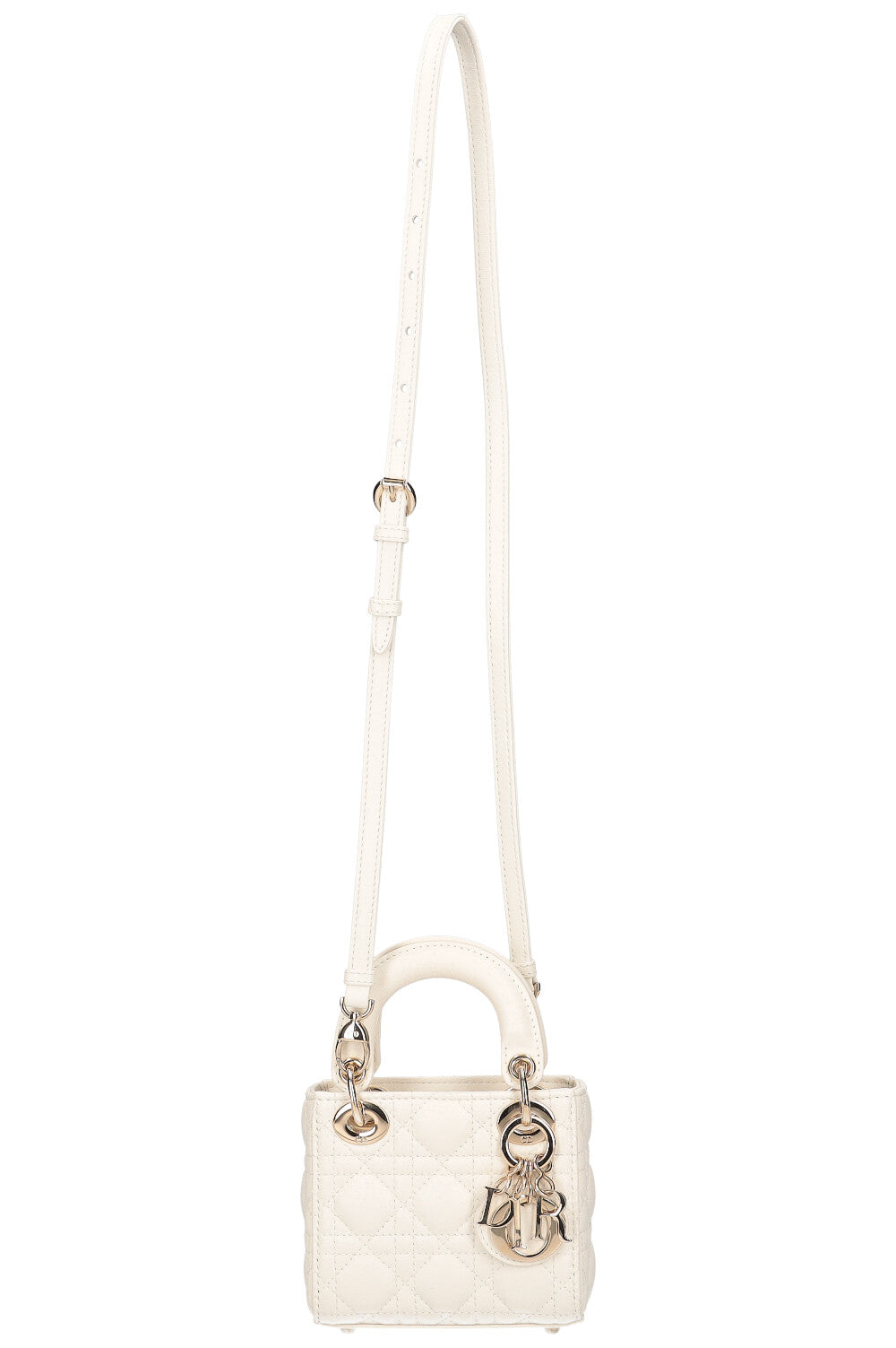 Dior Handbag Lady Cannage White Micro