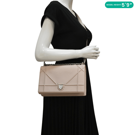 Dior Diaroma Grained Calfskin Crossbody Bag Light Leather Pink Flap