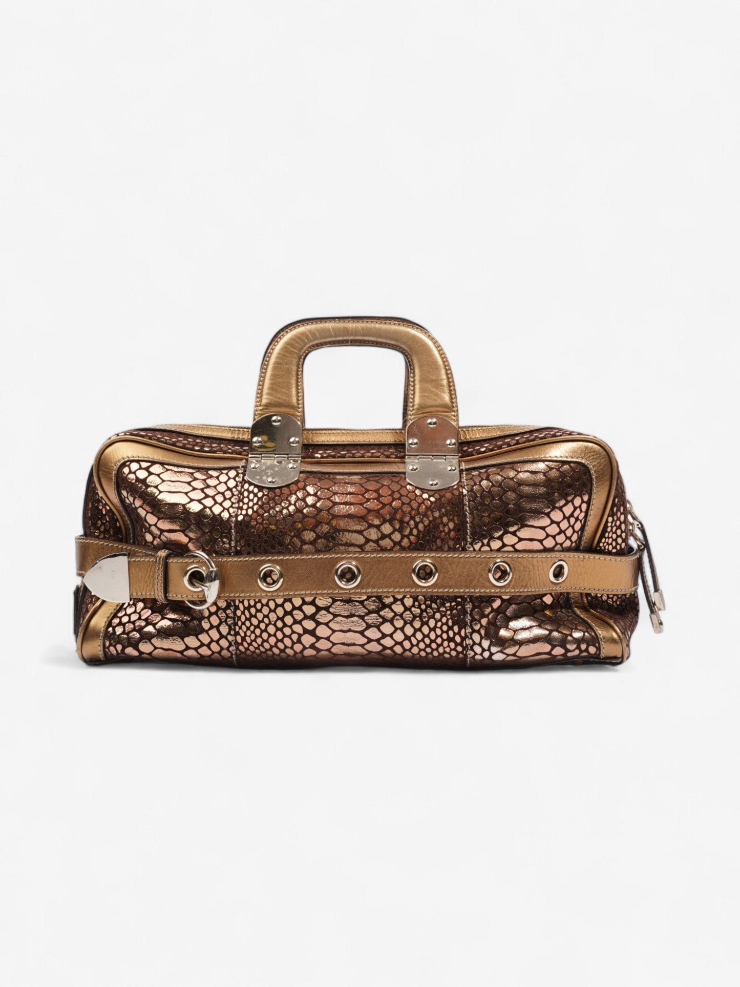 Gucci Romy Bronze Handbag Leather Gold Travel Bag