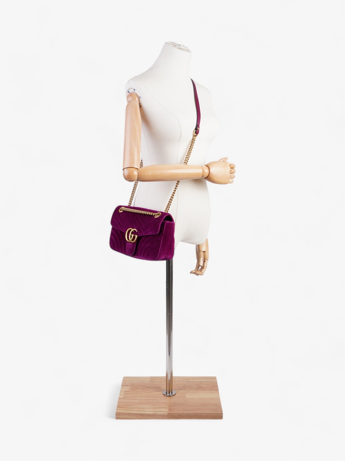 Gucci Marmont Purple Velvet Shoulder Bag Small