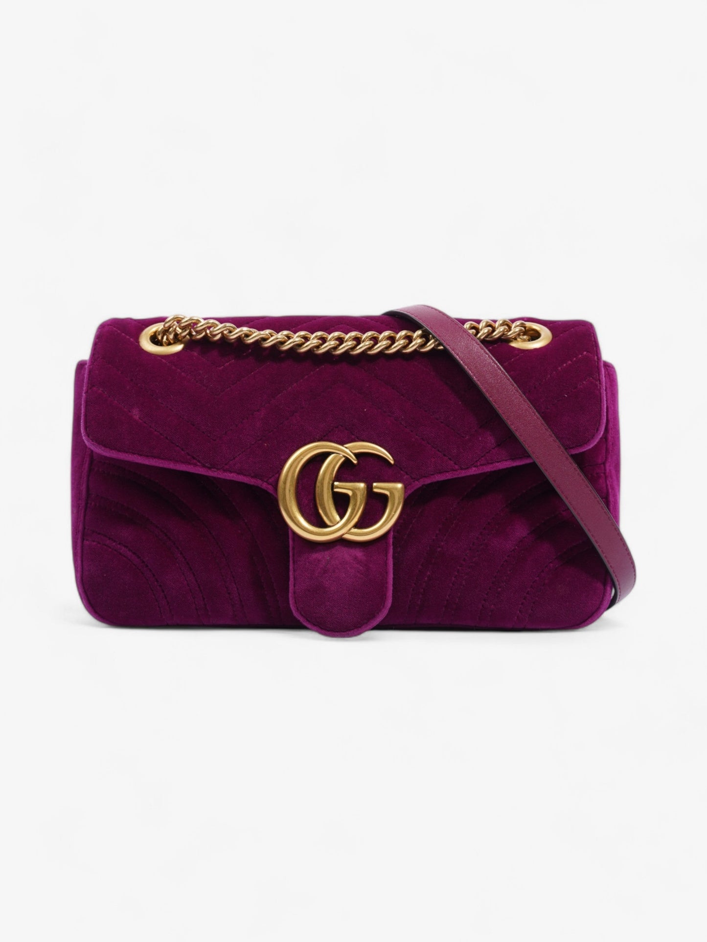 Gucci Marmont Purple Velvet Shoulder Bag Small