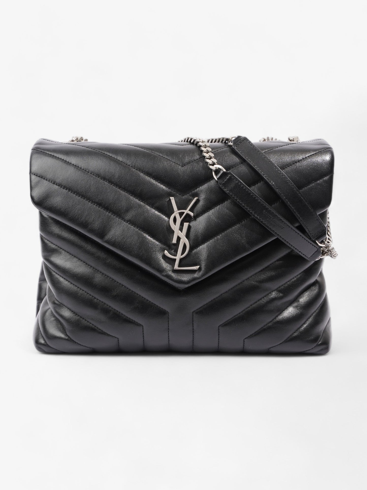 YSL Saint Laurent Lou Lou Shoulder Bag Leather Black Medium Medium Black Leather