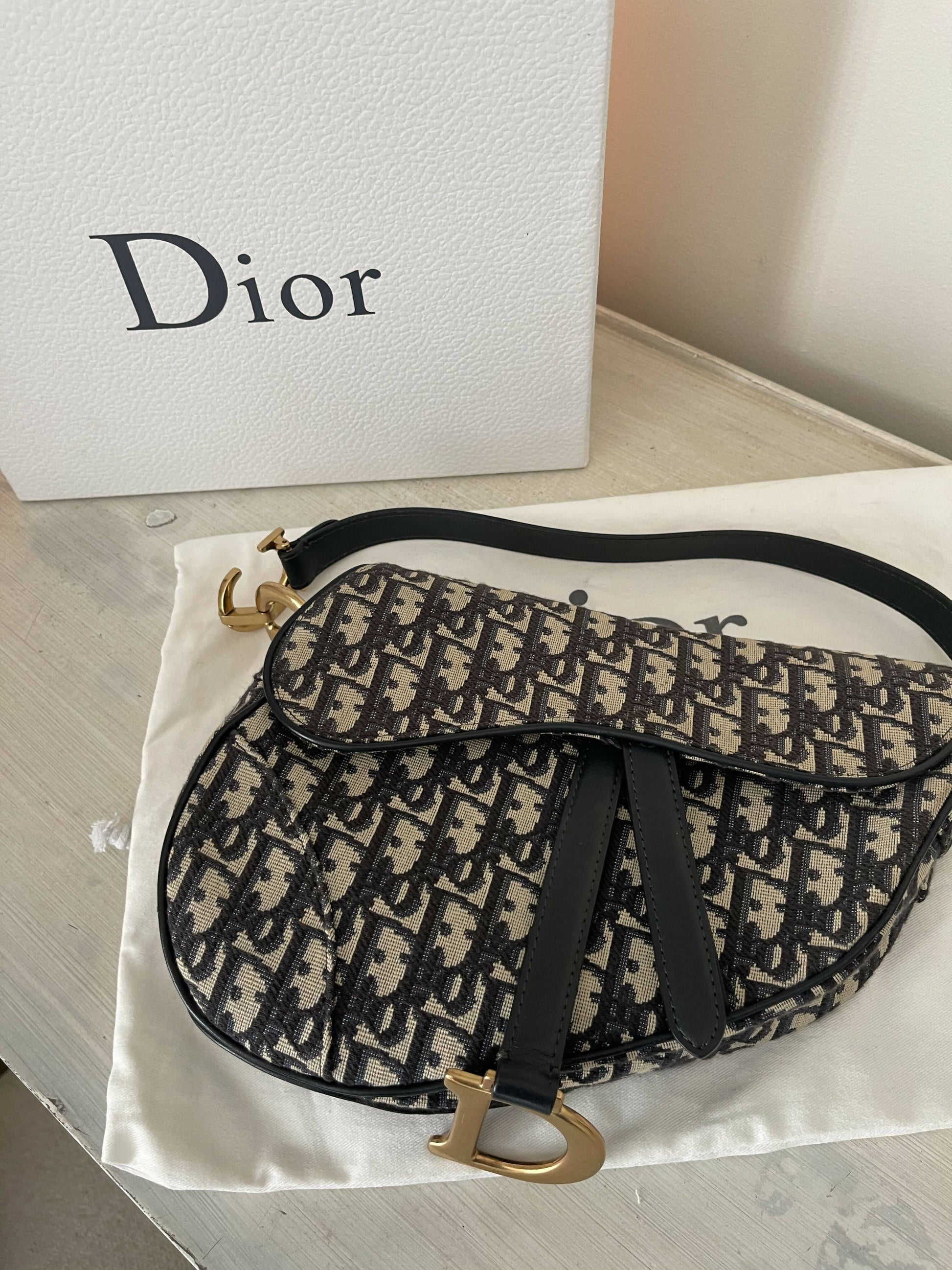 Dior Handbag Christian Saddle Oblique Shoulder Bag in Jacquard Medium