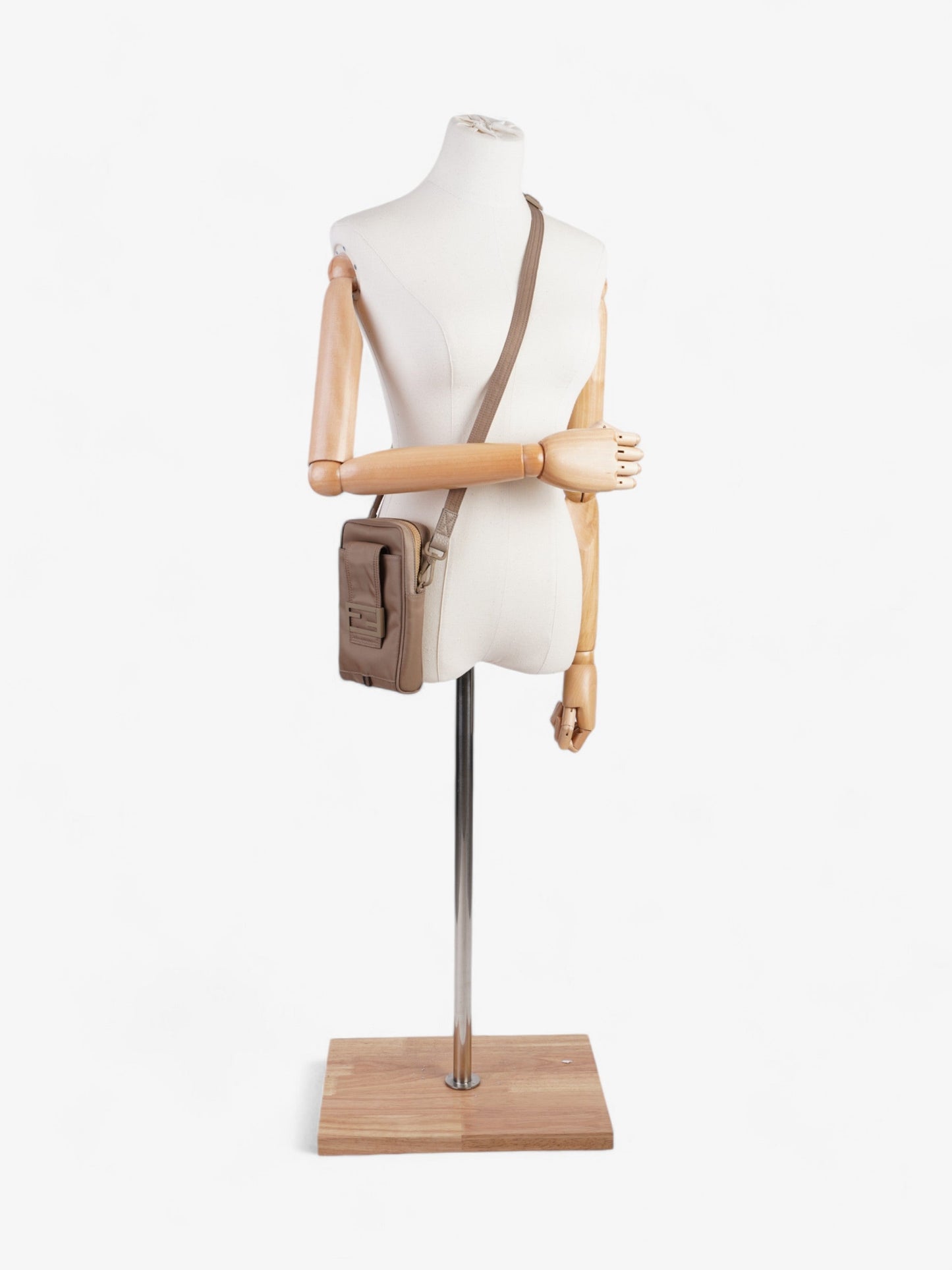Fendi Pl Ue Messenger Bag Nylon Beige Logo