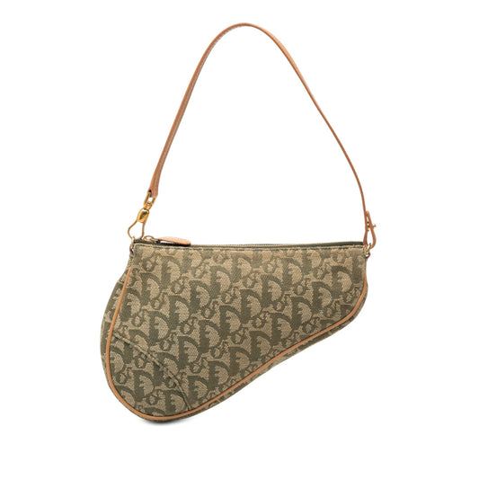 Dior Handbag issimo Saddle Pochette Shoulder Bag Canvas Green Mini