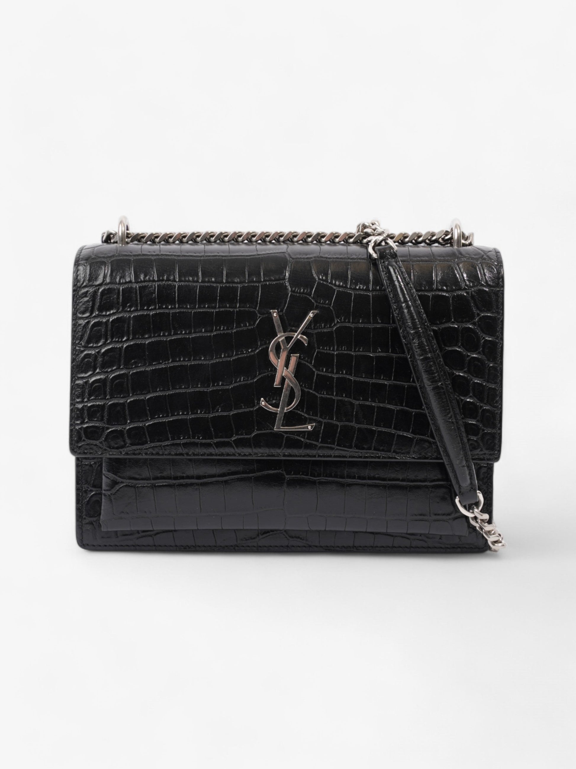 YSL Saint Laurent Sunset Shoulder Bag Leather Black Medium Leather Medium 5