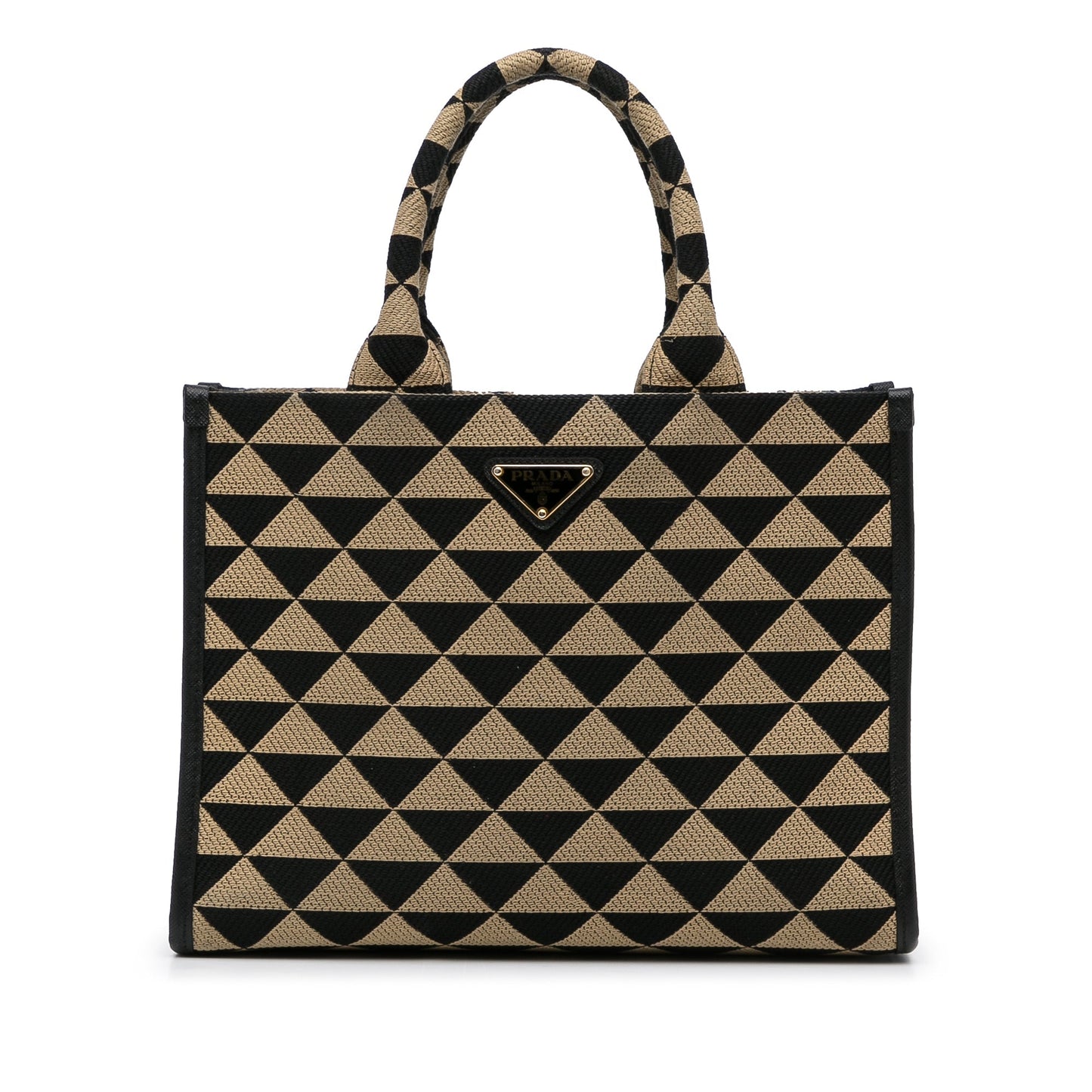 Prada Symbole Triangolo Luxury Handbag Canvas Brown Travel Bag