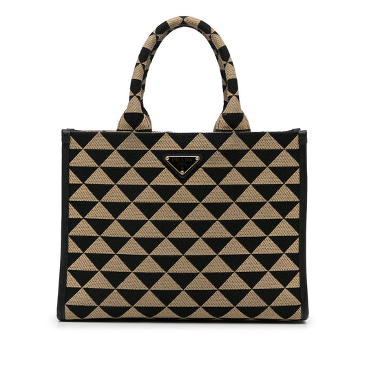 Prada Symbole Triangolo Luxury Handbag Canvas Brown Travel Bag