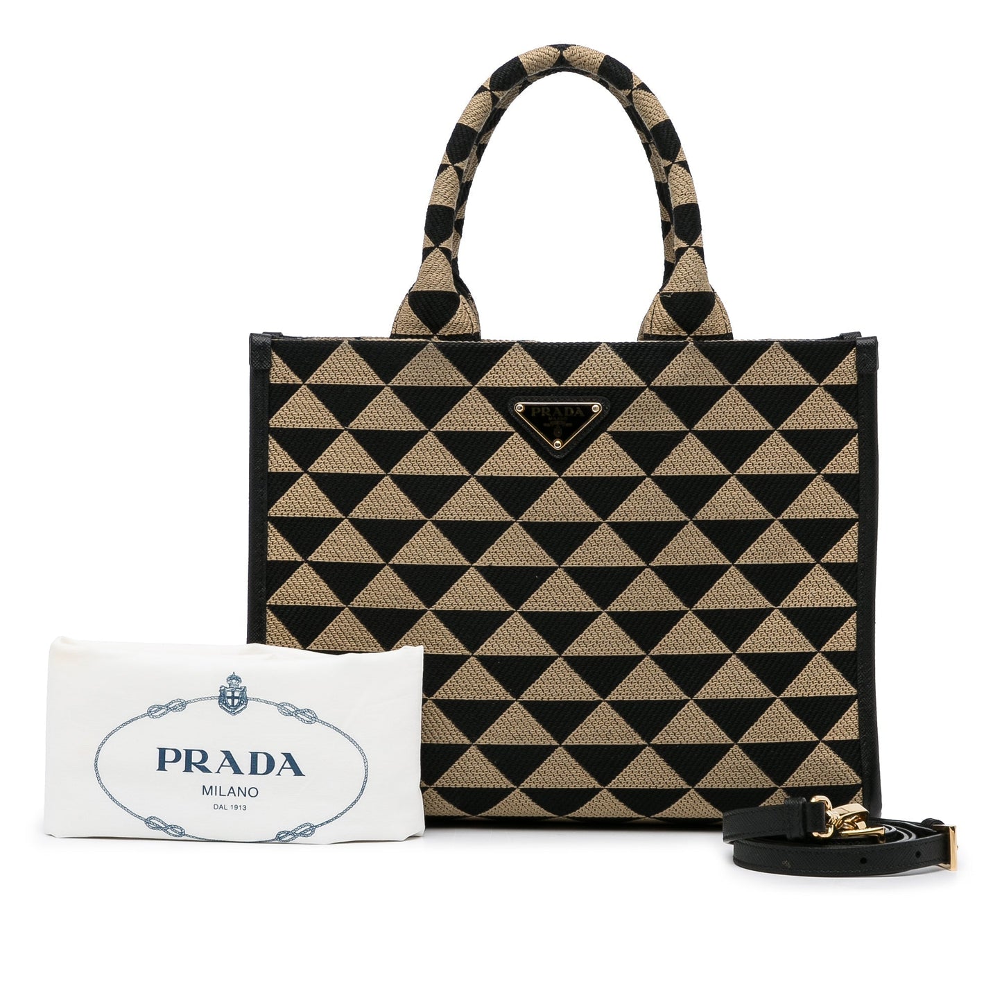 Prada Symbole Triangolo Luxury Handbag Canvas Brown Travel Bag