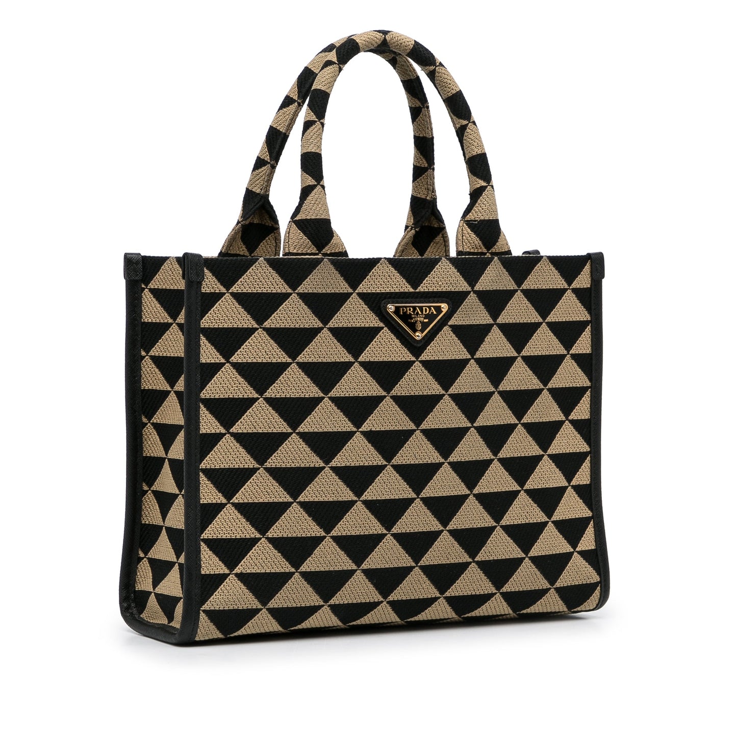 Prada Symbole Triangolo Luxury Handbag Canvas Brown Travel Bag