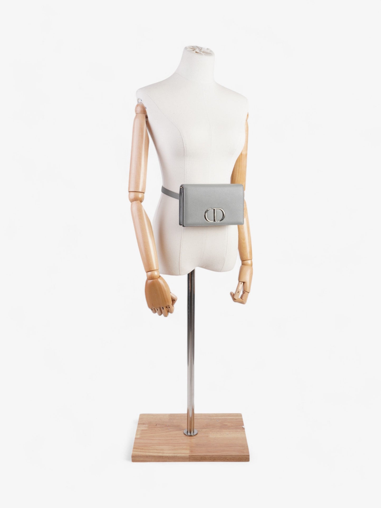 Dior Christian Montaigne Pouch Grey Calfskin Crossbody Bag Leather Gray