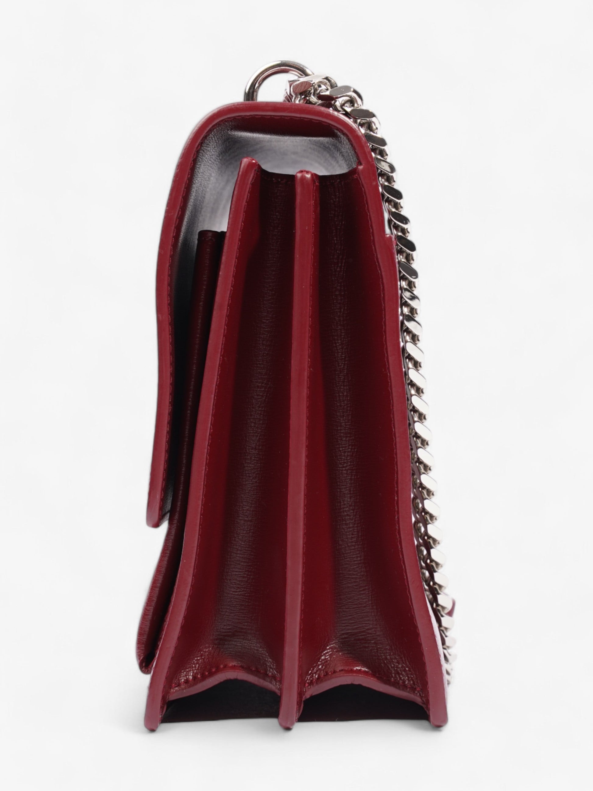 YSL Saint Laurent Sunset Deep Calfskin Shoulder Bag Leather Red