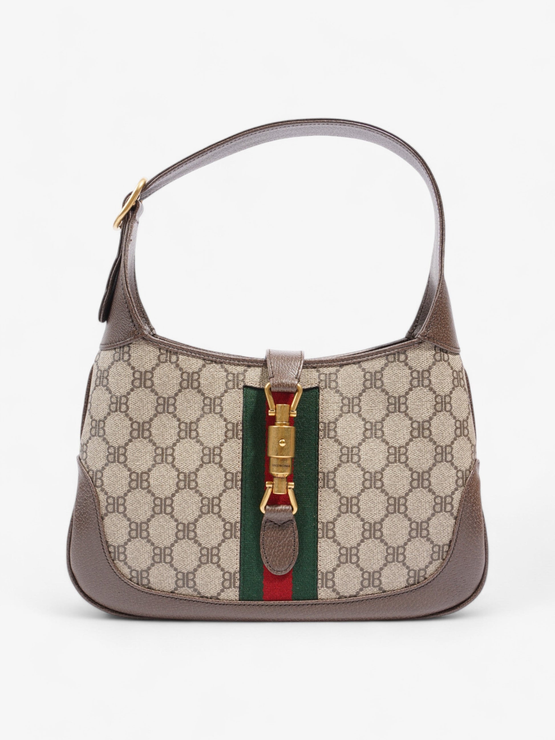 Gucci Balenciaga Hacker Project Jackie Coated Shoulder Bag Canvas Brown