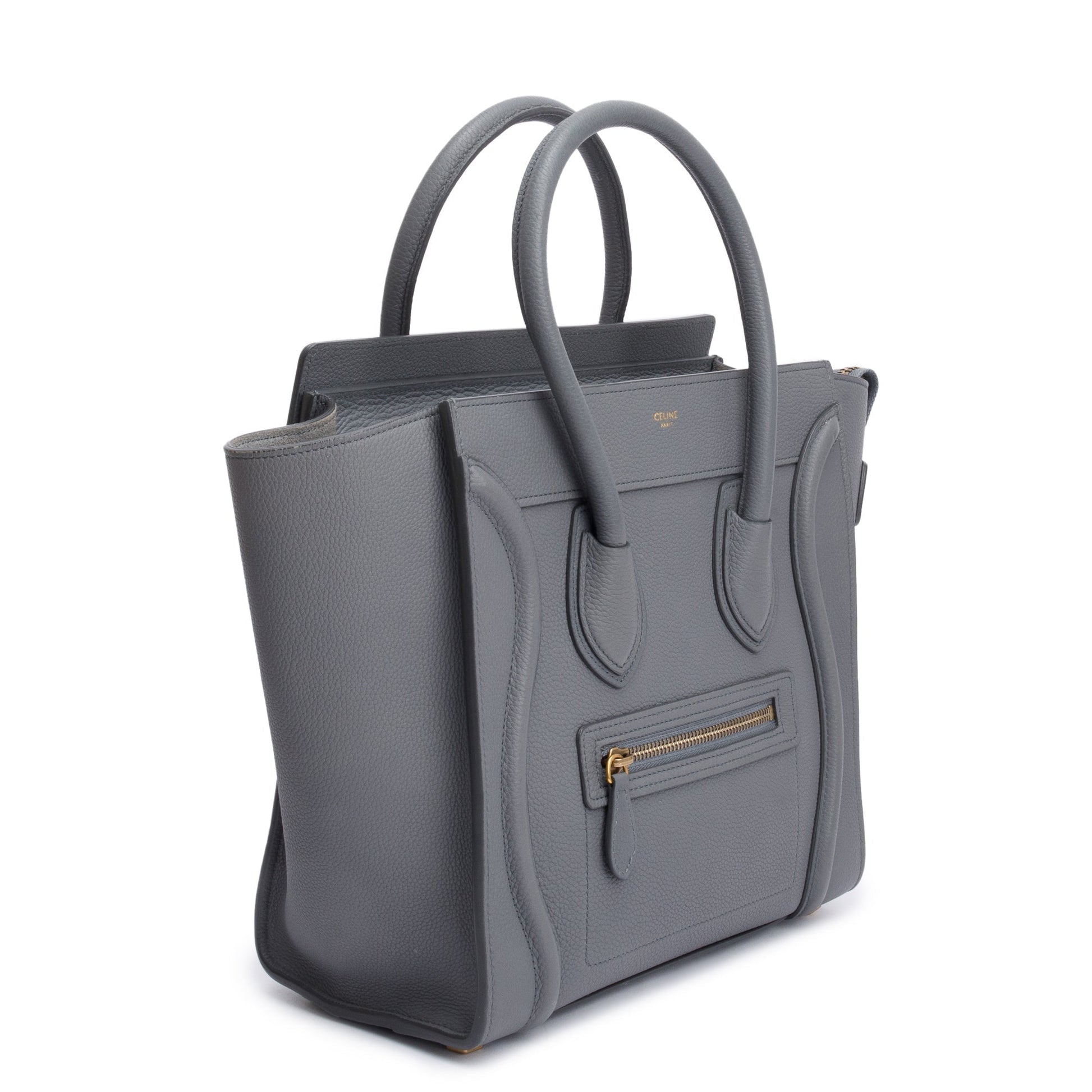 Celine Grey Calfskin Micro Luggage Tote Handbag Leather Tote Bag