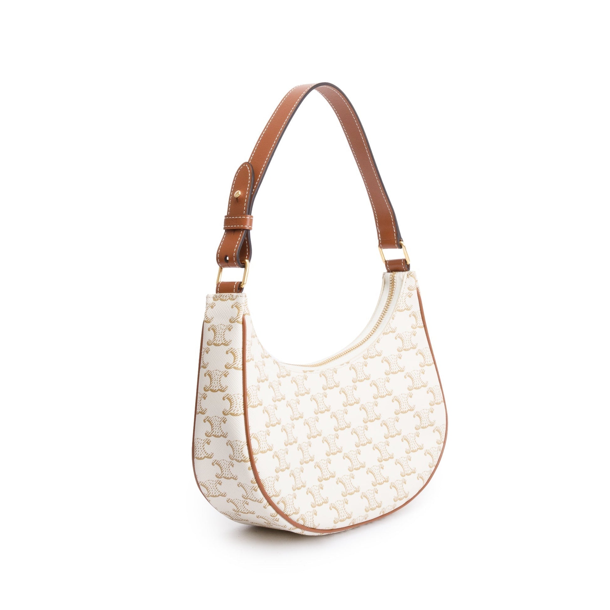 Celine Triomphe Ava Shoulder Bag Canvas White
