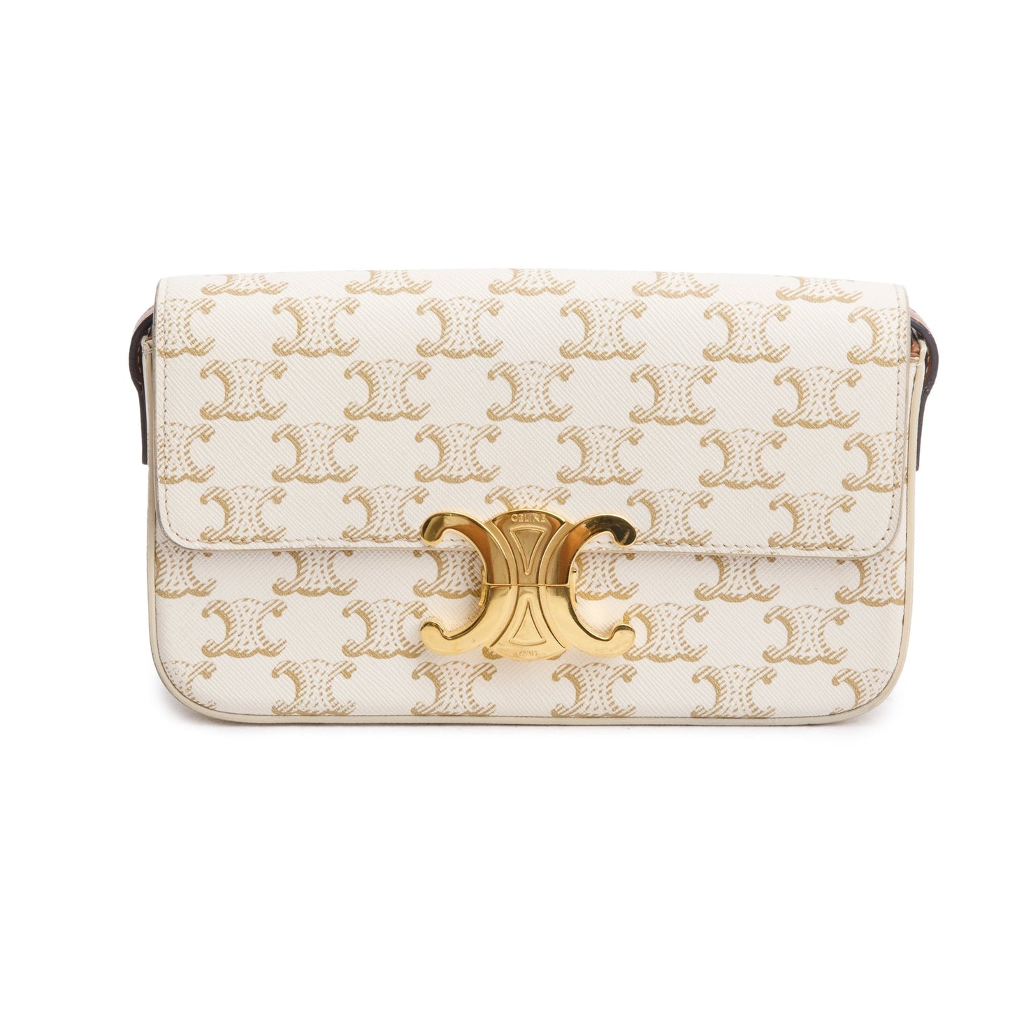 Celine Triomphe And Calfskin Claude Shoulder Bag Leather Canvas