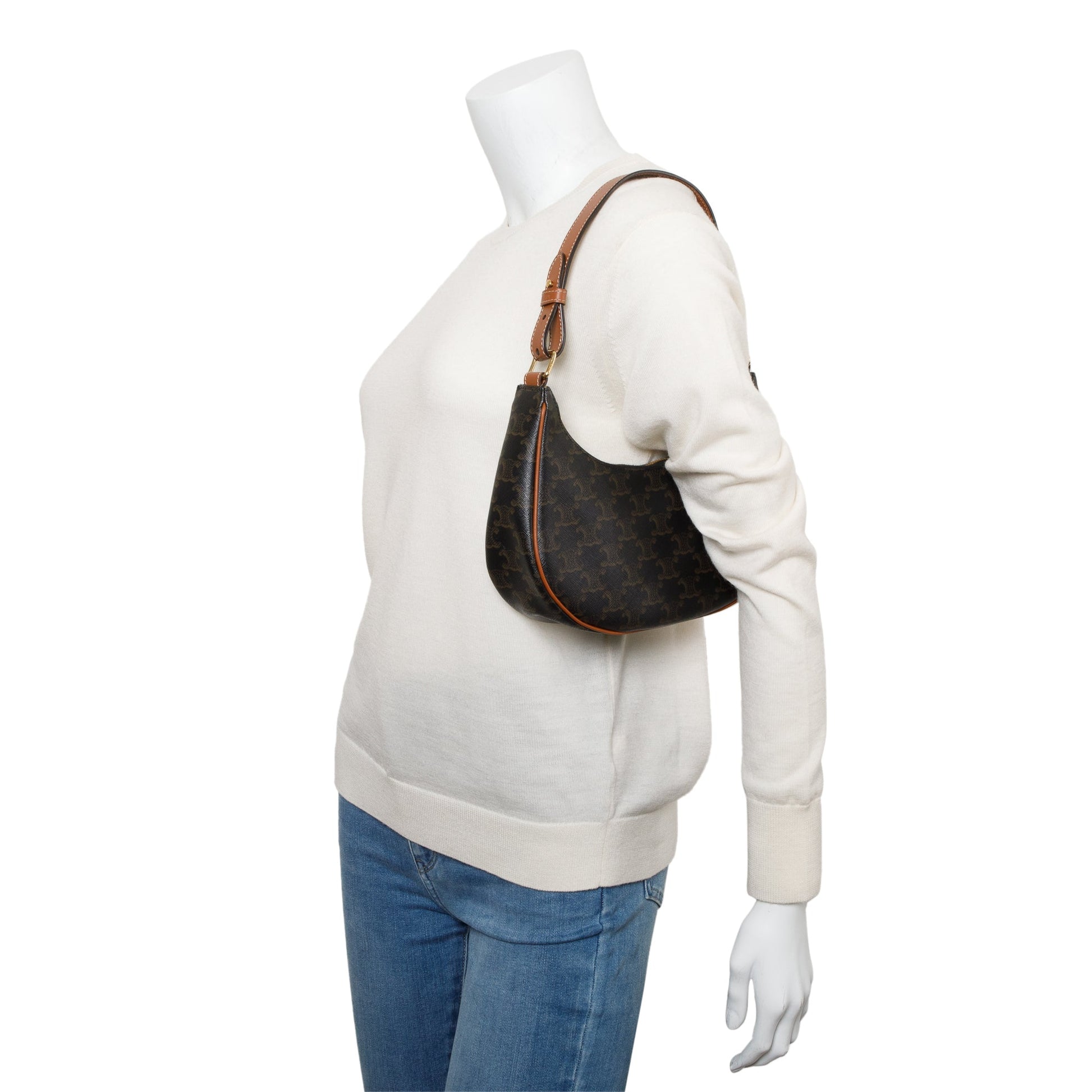 Celine Triomphe Ava Shoulder Bag Canvas Brown