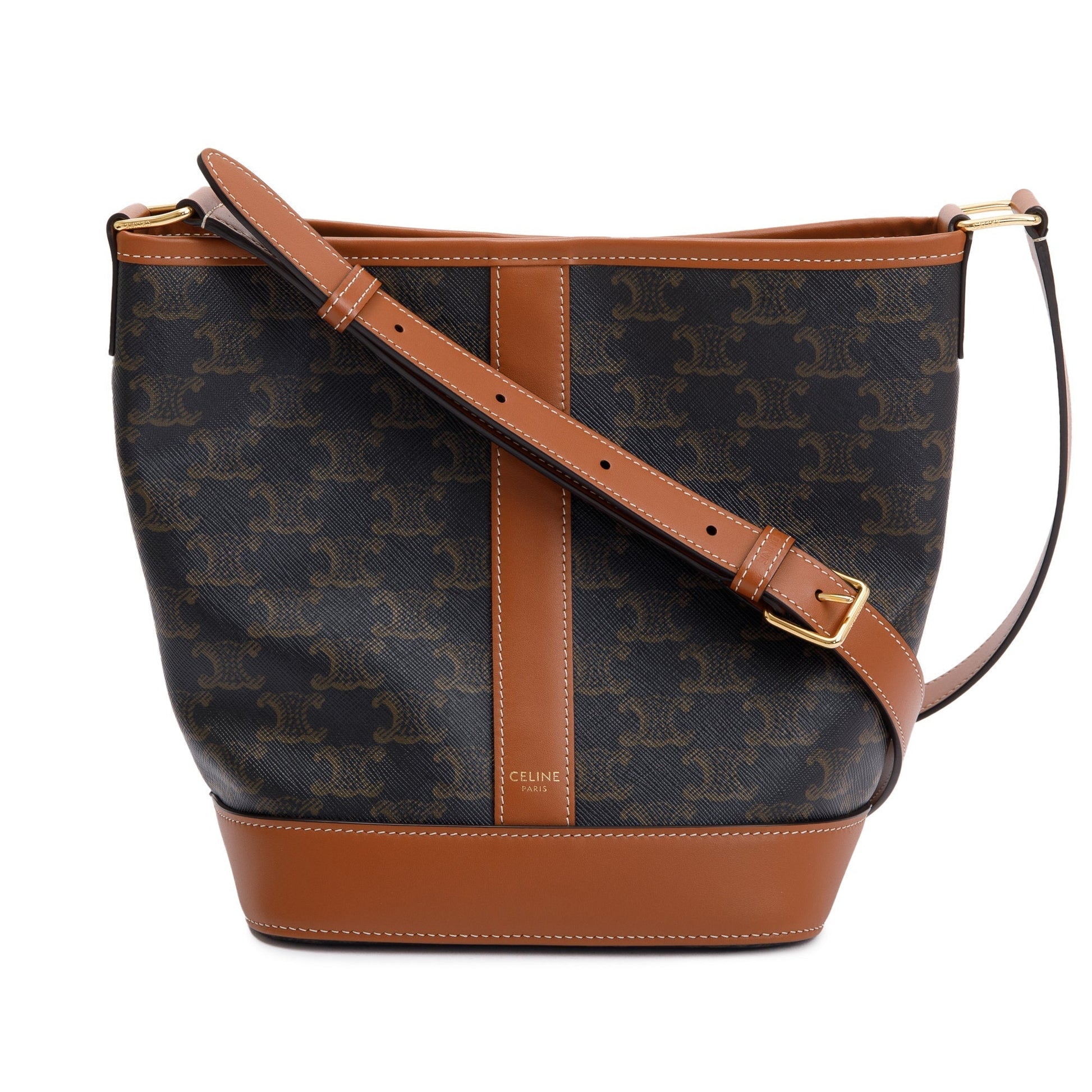 Celine Triomphe Bucket Bag Canvas Brown