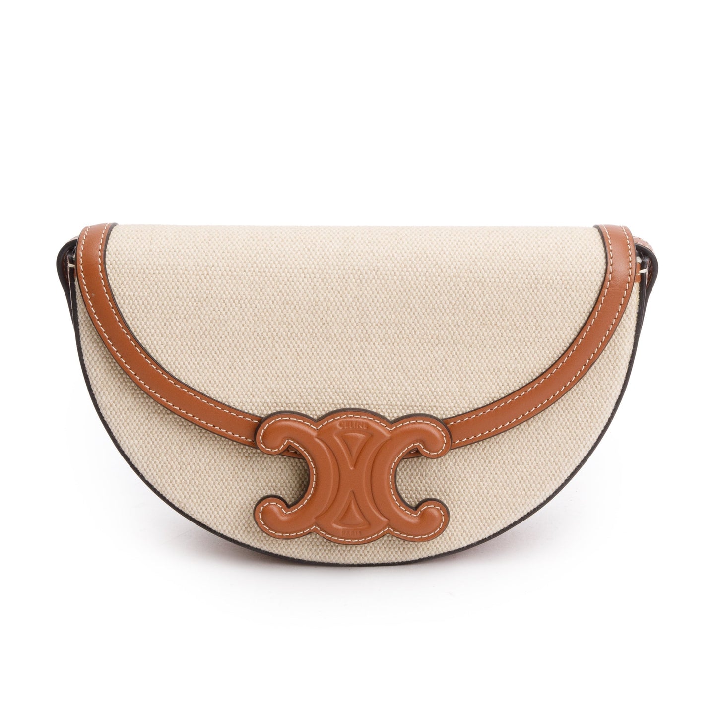 Celine Smooth Calfskin Neutral Besace Cuir Triomphe Crossbody Leather Canvas Crossbody Bag