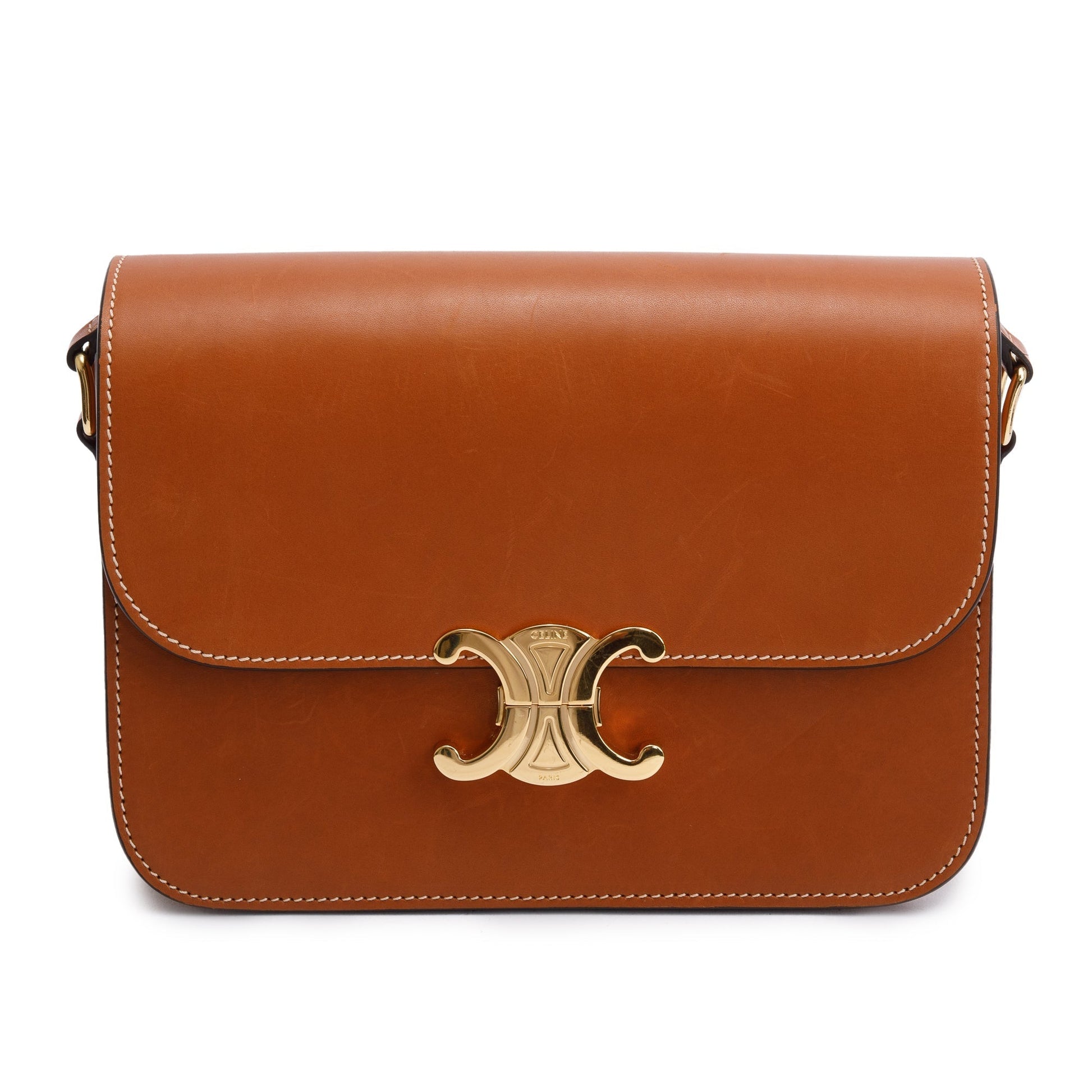 Celine Natural Calfskin Classique Triomphe Shoulder Bag Leather
