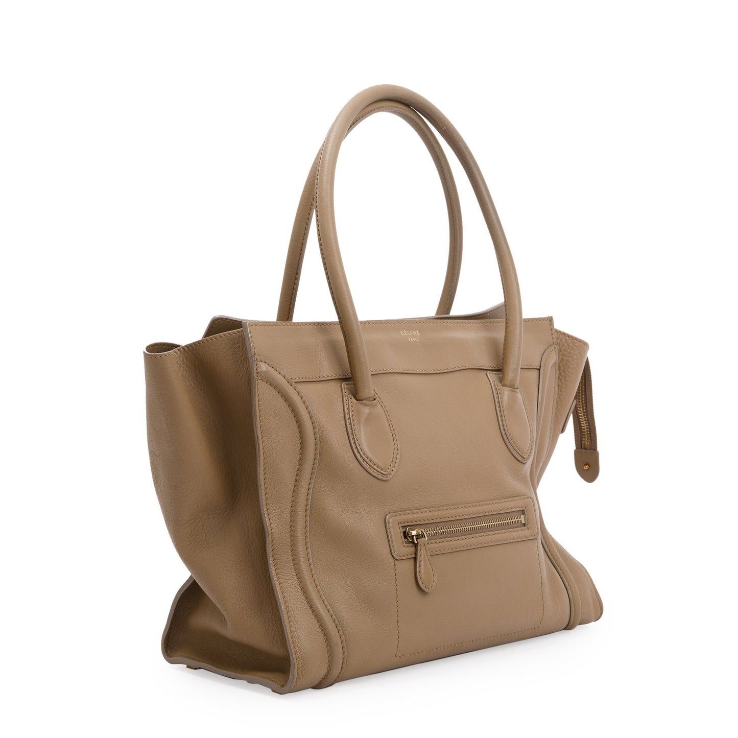 Celine Calfskin Luggage Tote Handbag Leather Beige Tote Bag
