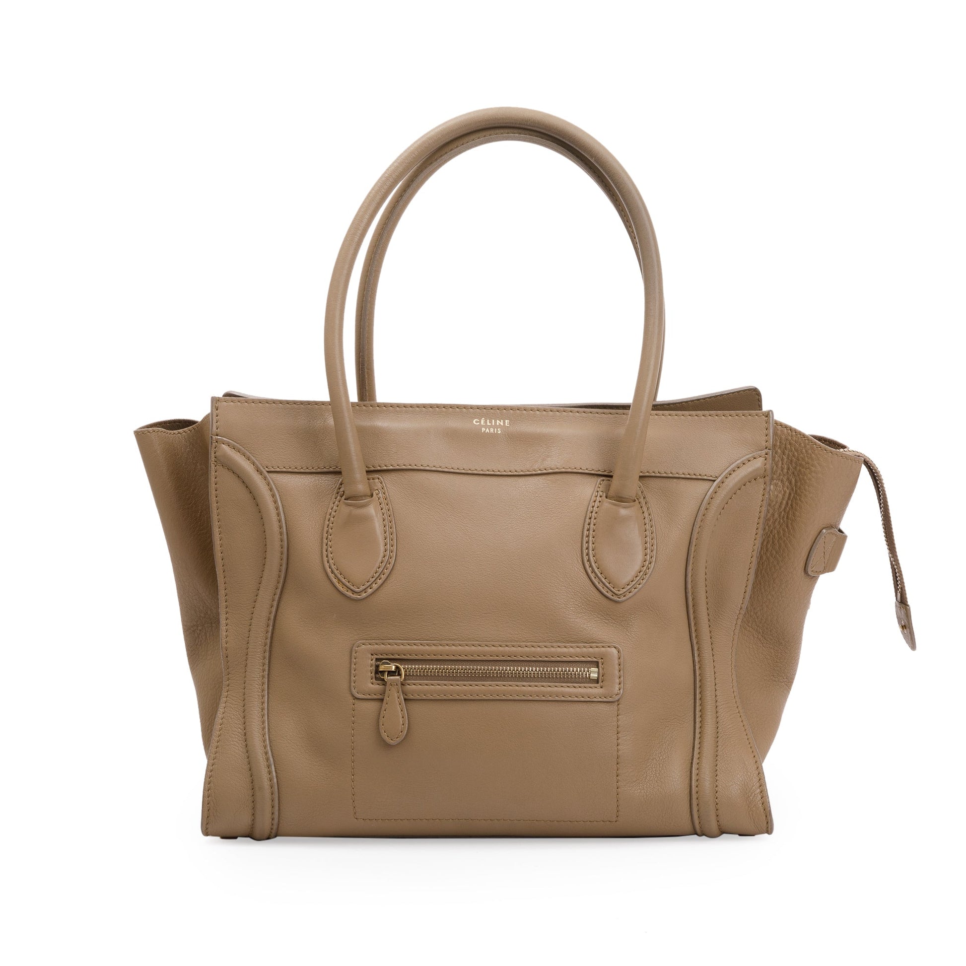 Celine Calfskin Luggage Tote Handbag Leather Beige Tote Bag