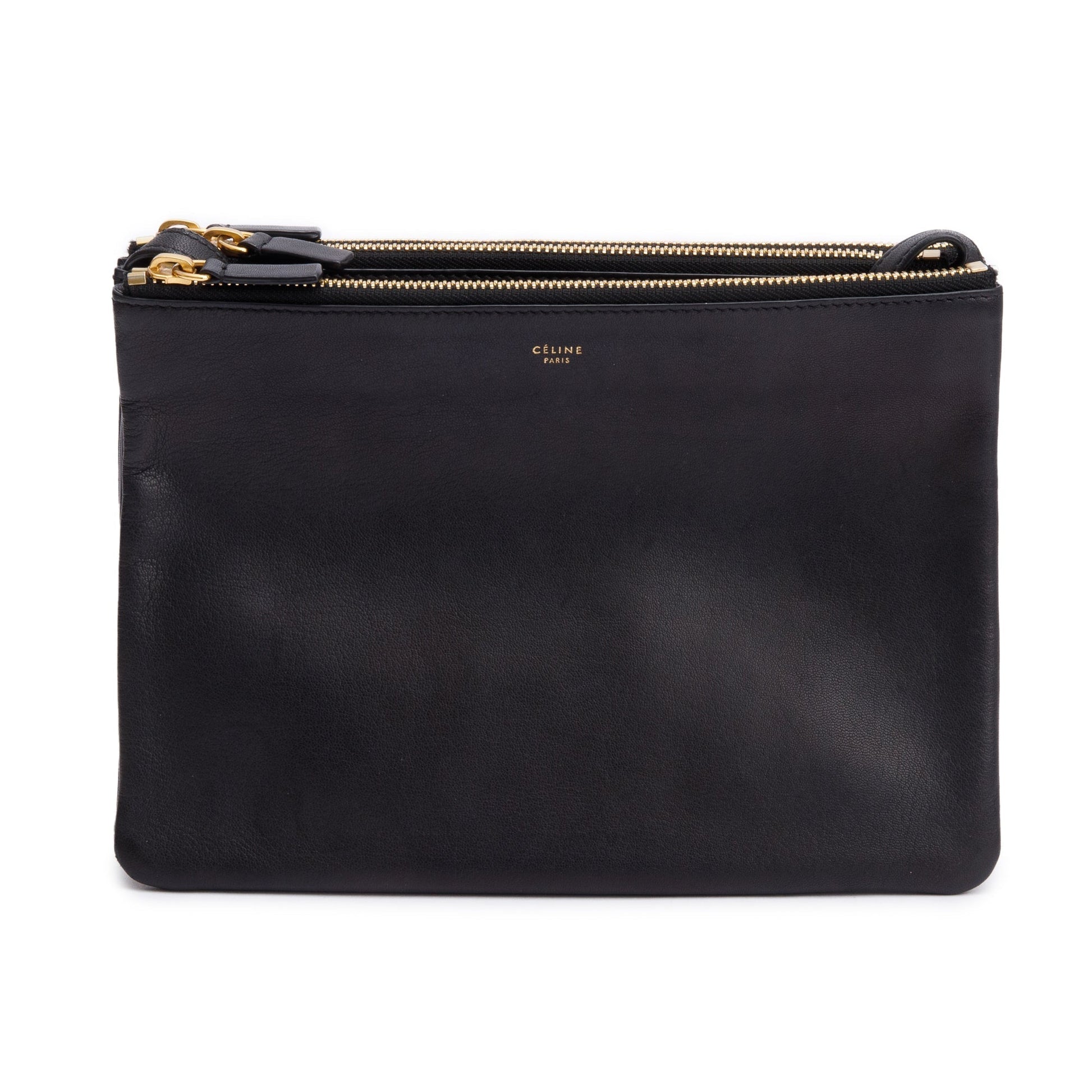 Celine Calfskin Trio Crossbody Bag Leather Black