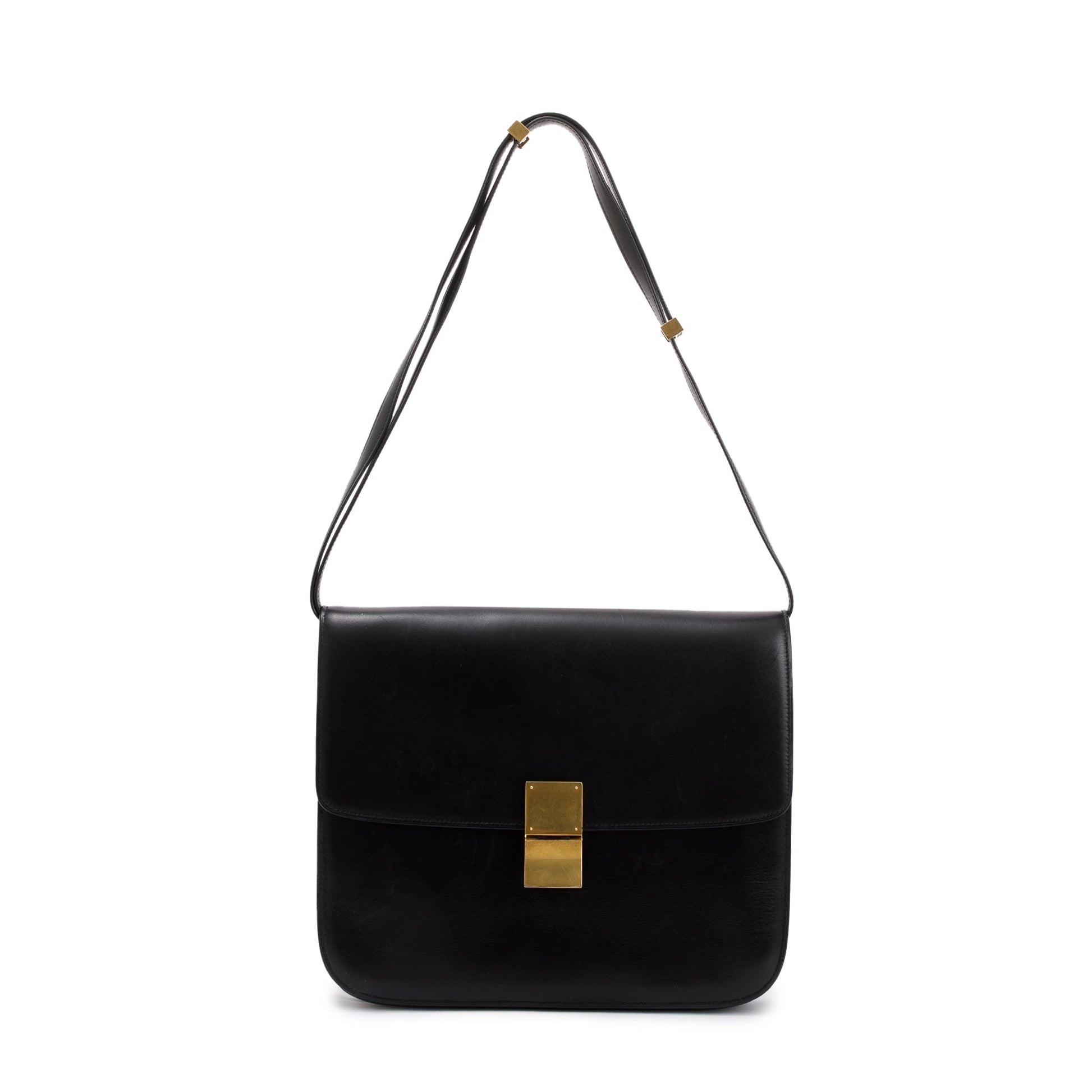 Celine Smooth Calfskin Classic Box Bag Black Large Travel Bag