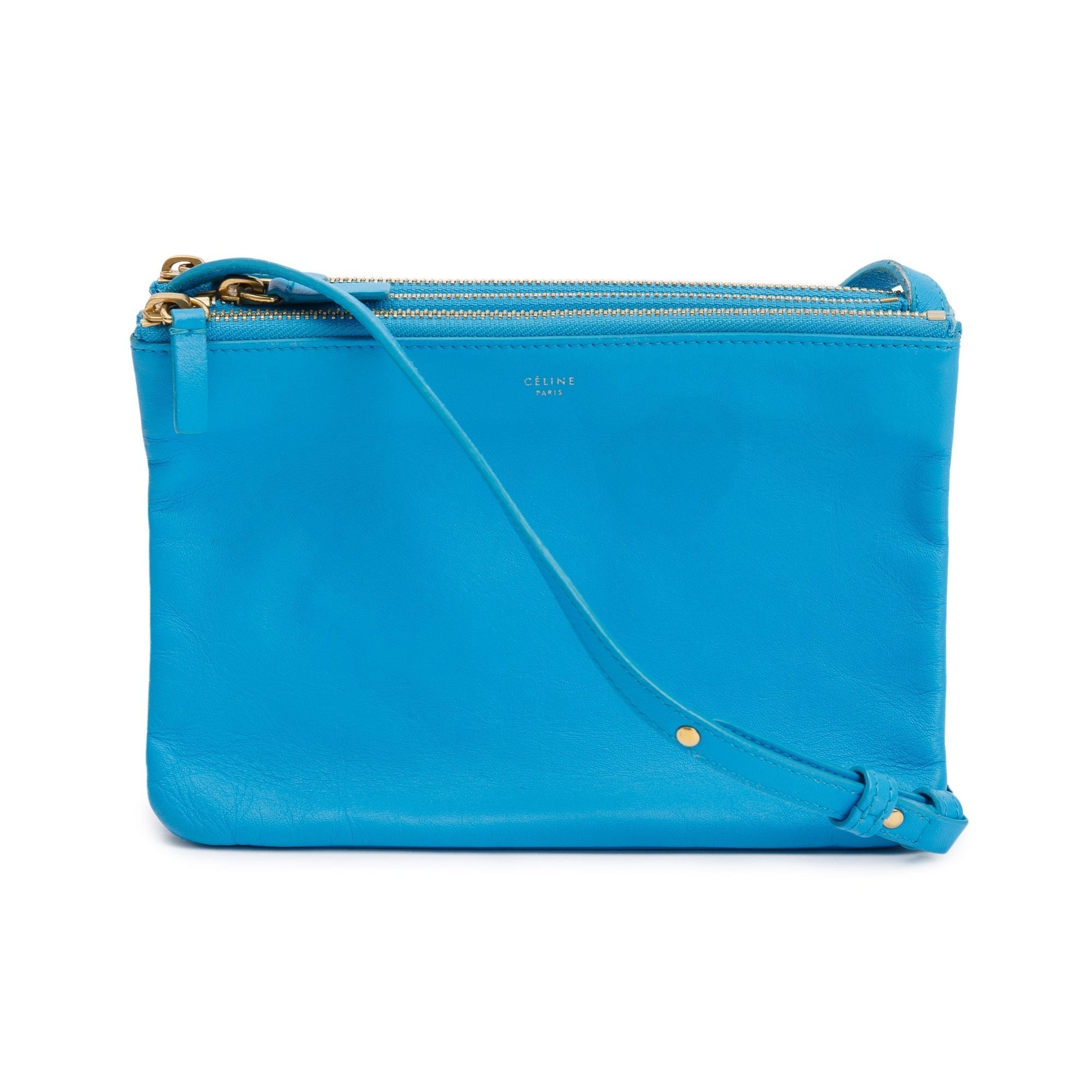 Celine Calfskin Trio Crossbody Bag Leather Blue