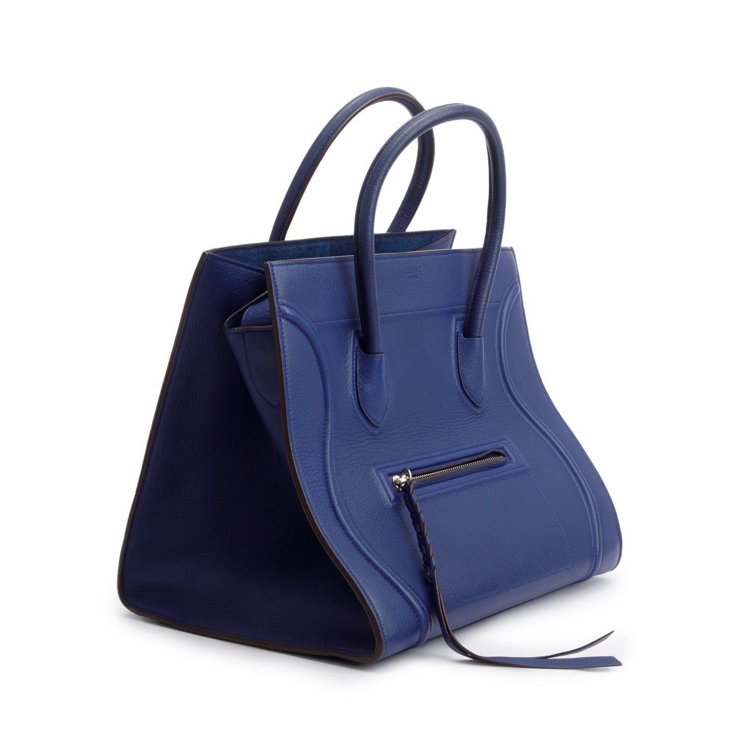 Celine Grained Calfskin Phantom Luggage Tote Handbag Blue Medium Tote Bag