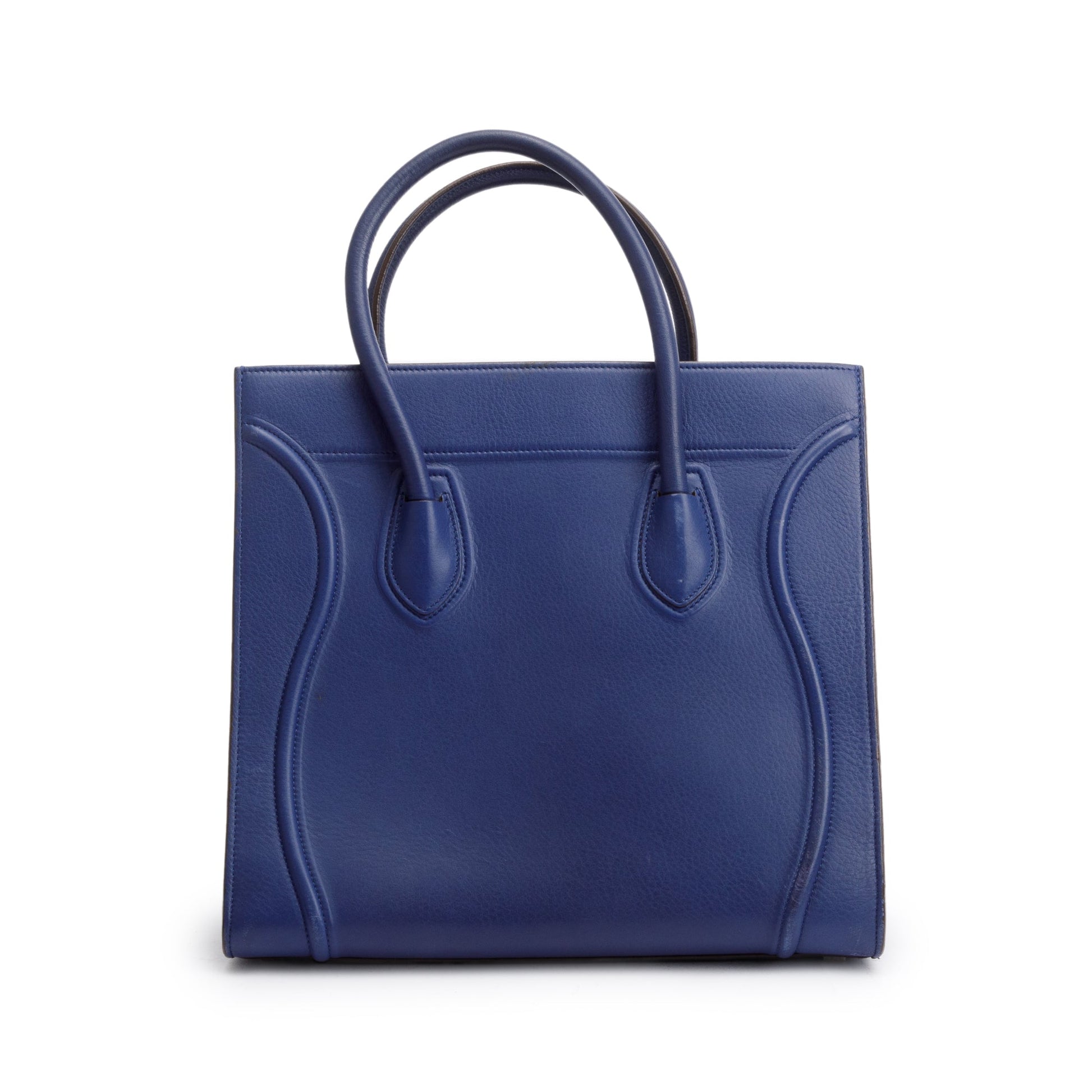 Celine Grained Calfskin Phantom Luggage Tote Handbag Blue Medium Tote Bag