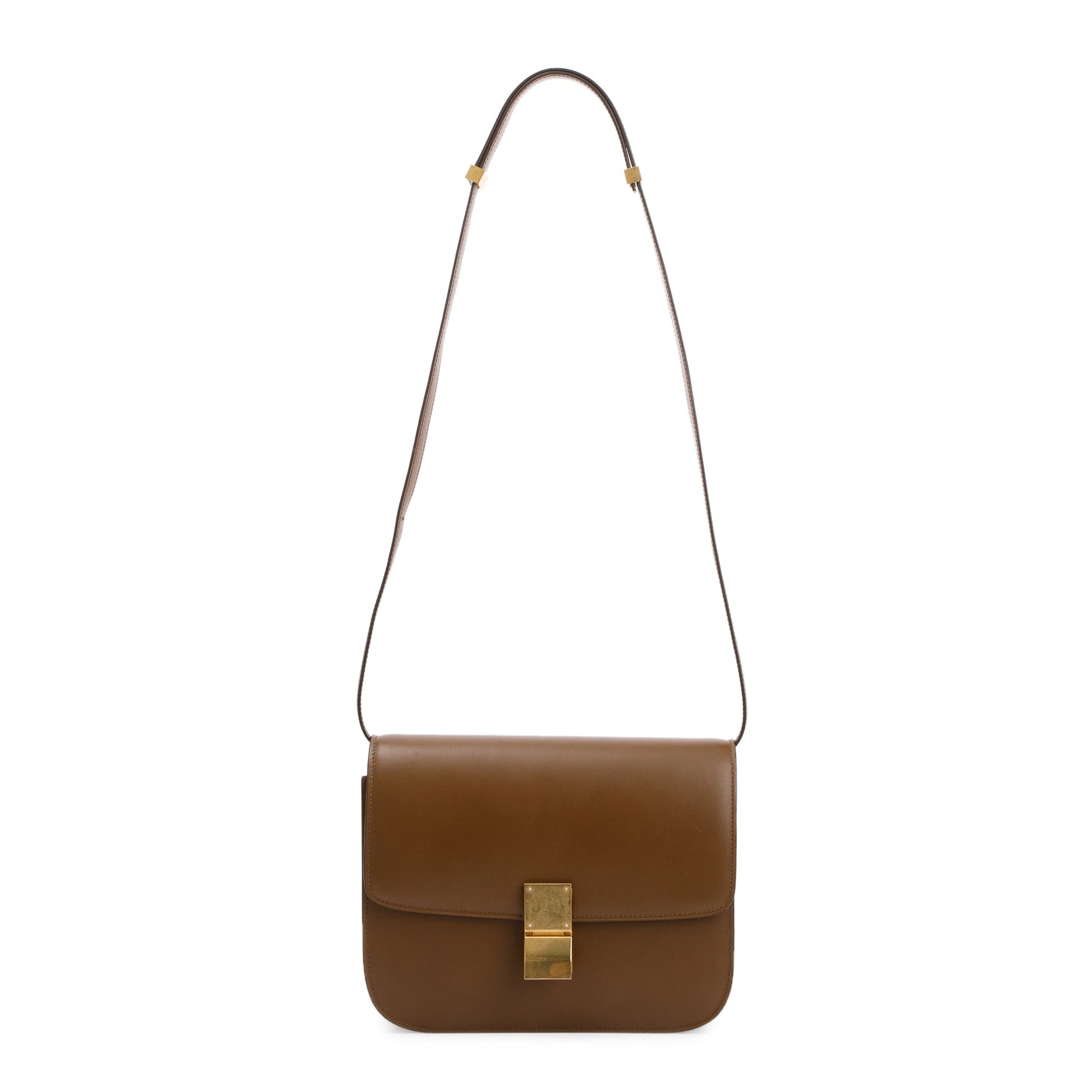Celine Smooth Calfskin Classic Box Bag Brown Medium Travel Bag