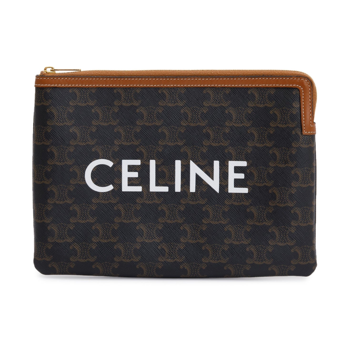 Celine Triomphe Pouch Handbag Brown Small Travel Bag