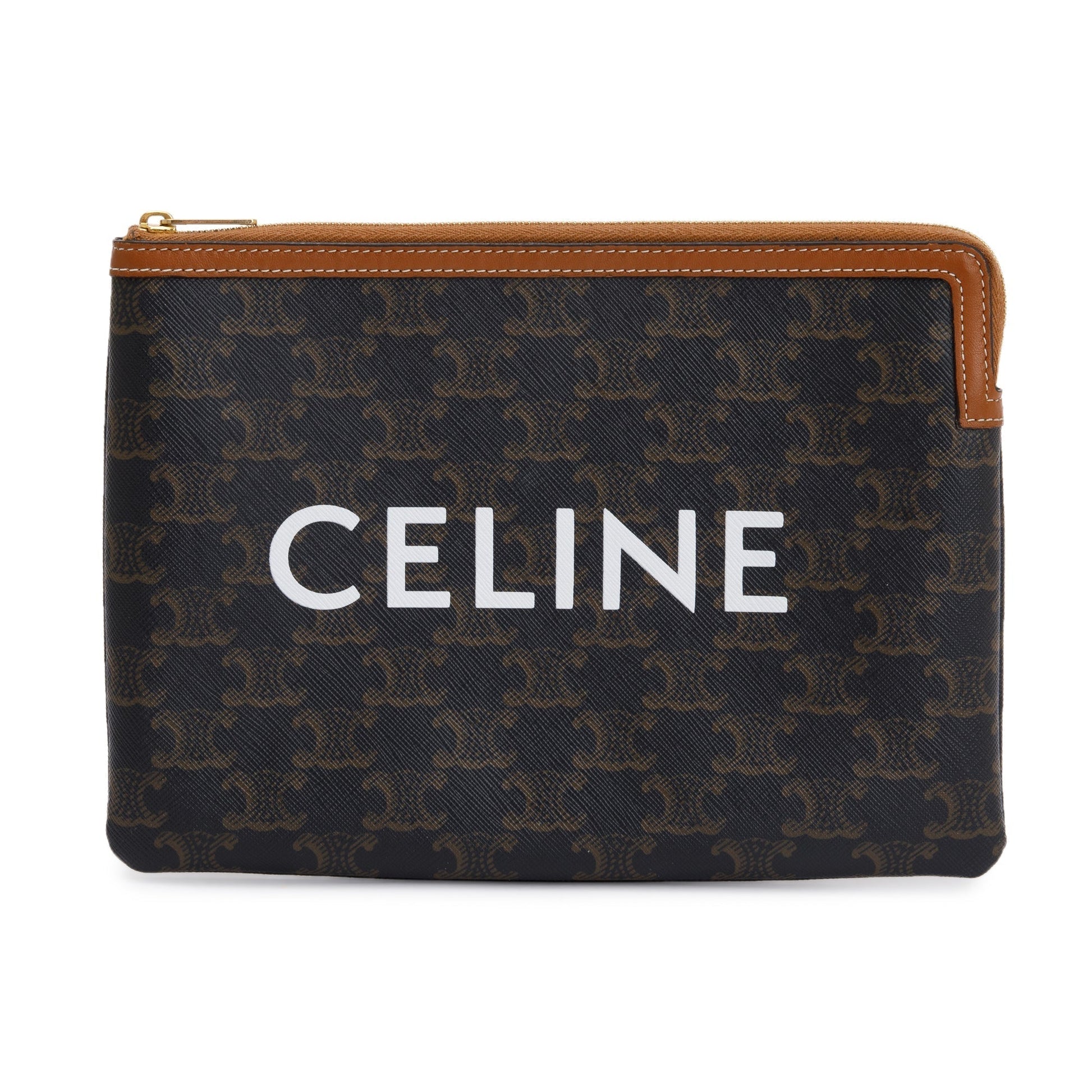 Celine Triomphe Pouch Handbag Brown Small Travel Bag