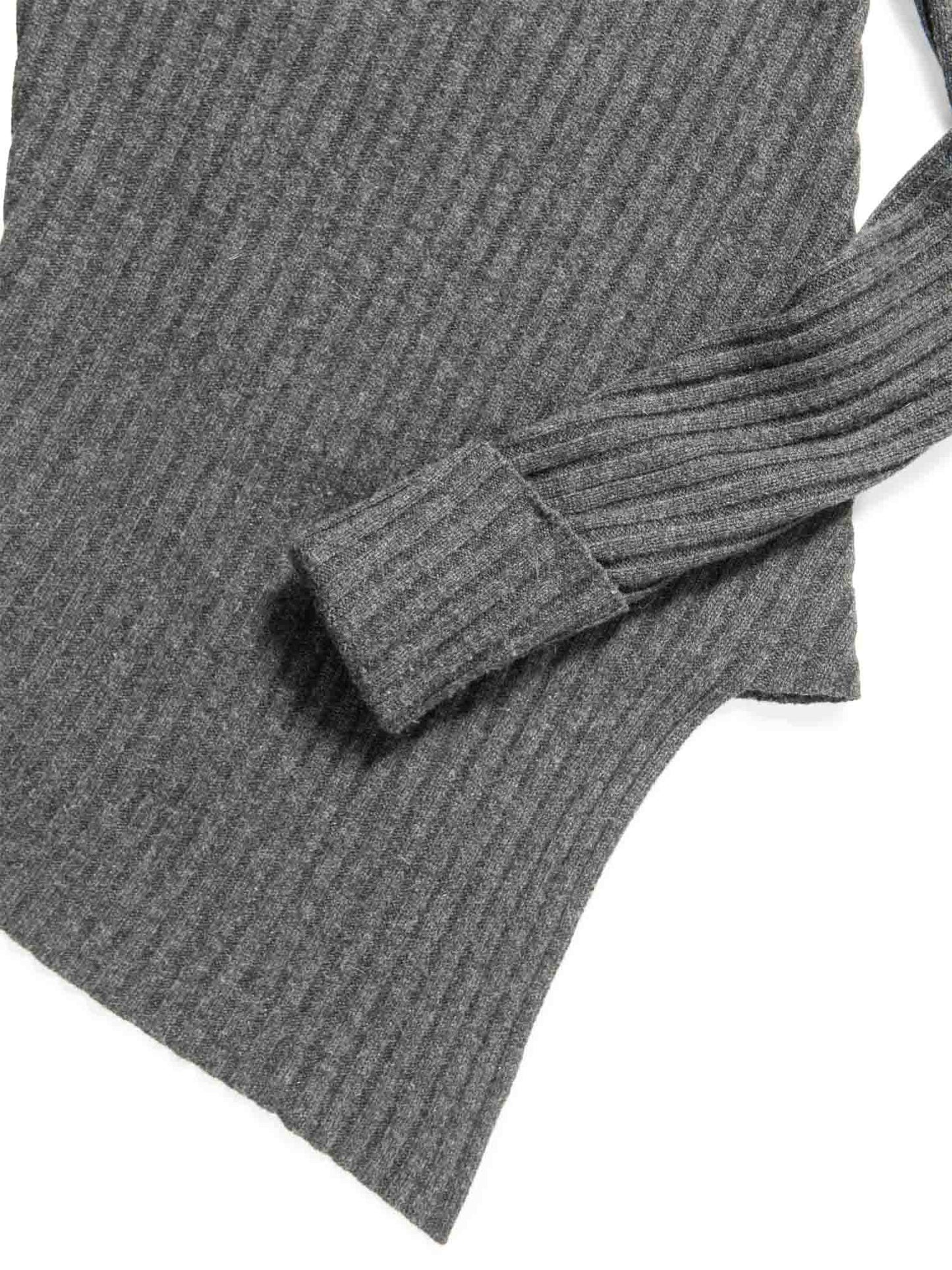 Luxury Cashmere Asymmetrical Turtleneck Sweater Heather Grey Travel Bag