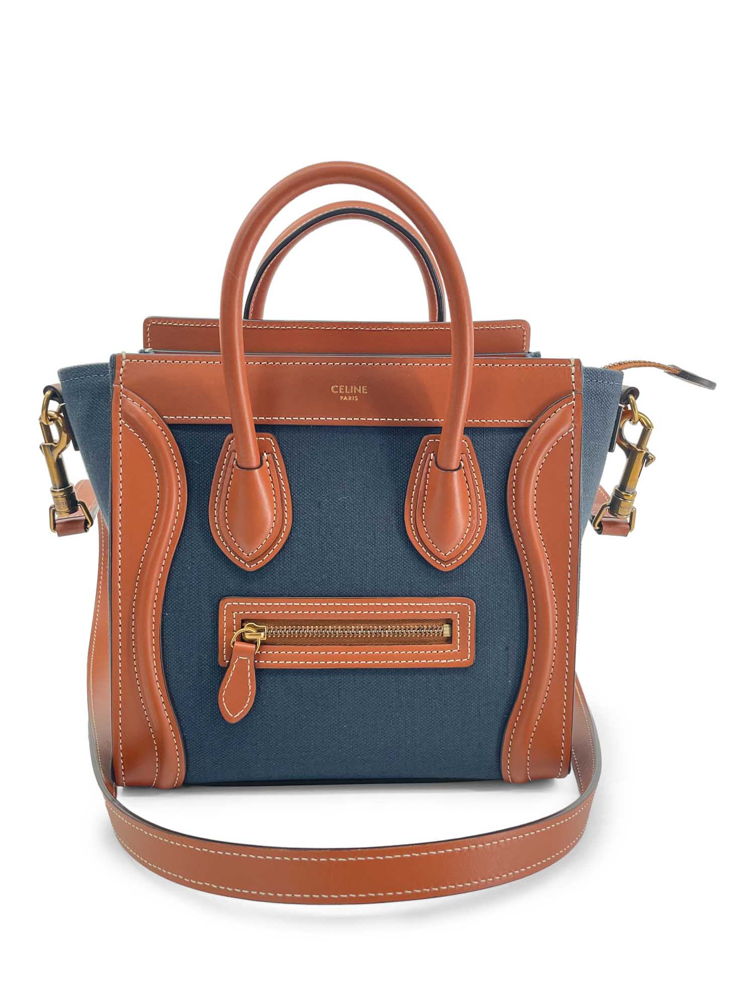 Luxury Nano Luggage Bag Leather Denim Travel Bag
