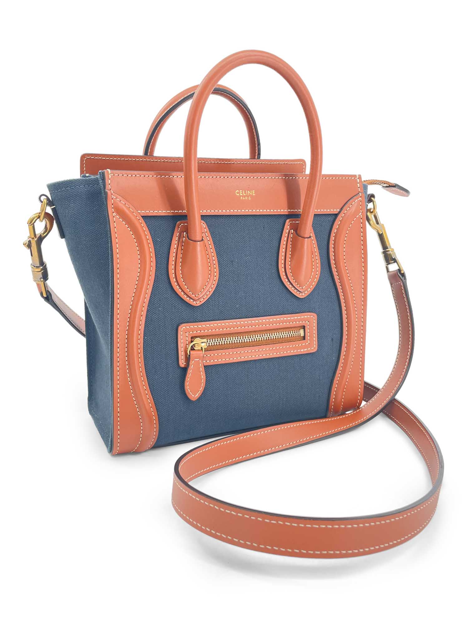 Luxury Nano Luggage Bag Leather Denim Travel Bag