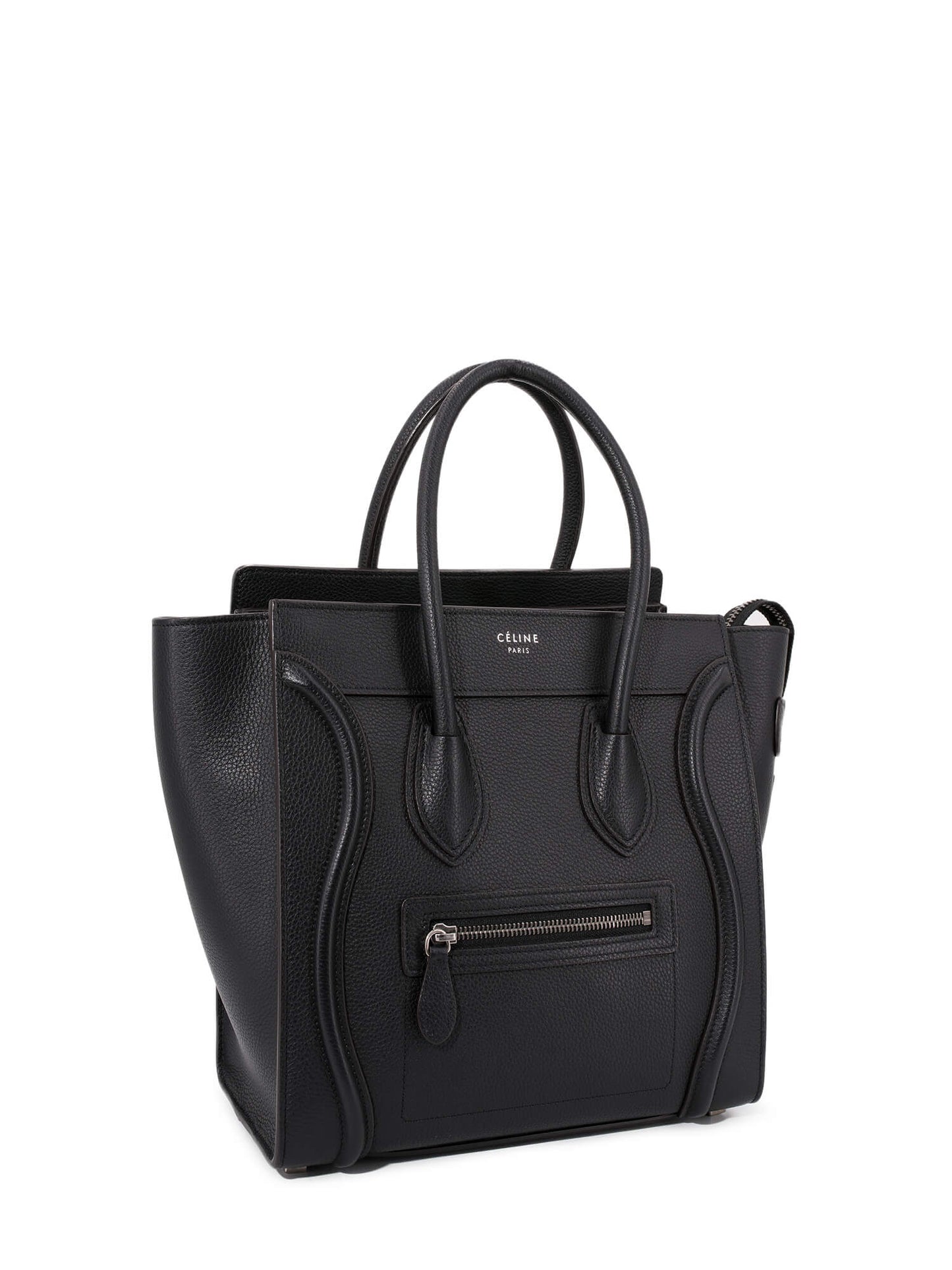 Luxury Drummed Micro Luggage Bag Leather Black Travel Bag