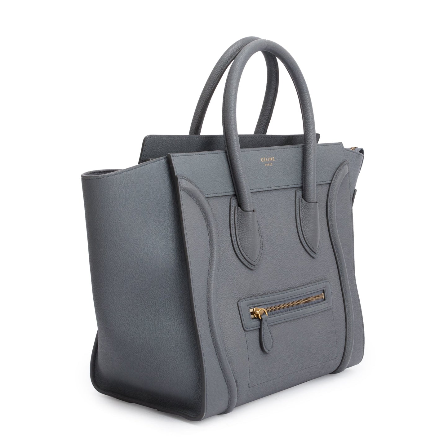 Celine Grey Drummed Calfskin Luggage Tote Handbag Leather Mini Tote Bag